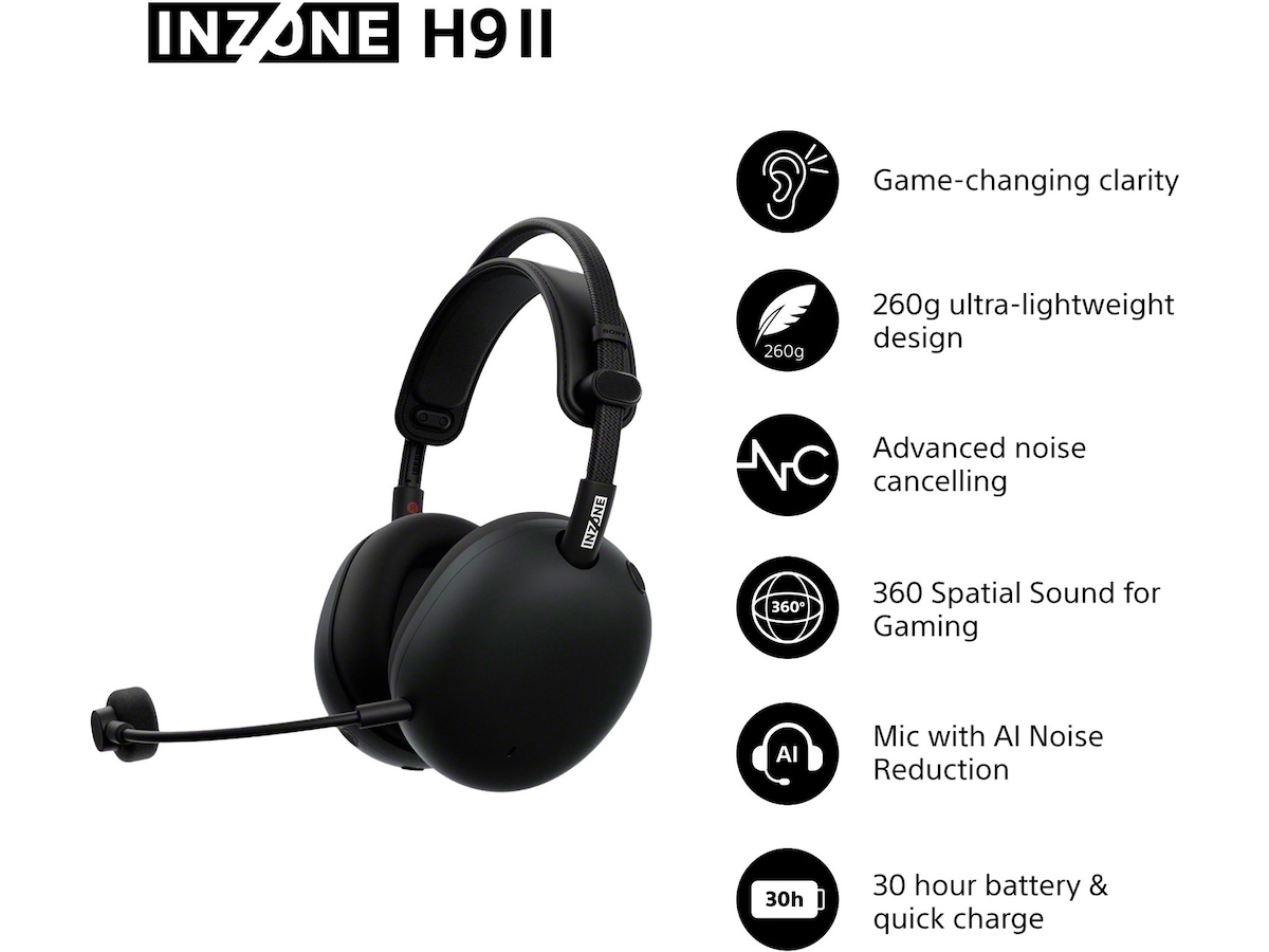 Sony INZONE H9 II Trådlöst Brusreducerande Headset (svart) -B-Grade Demo headset