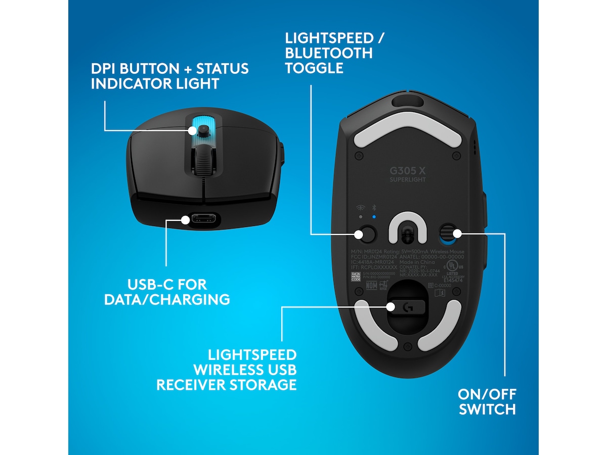 Logitech G305 X SUPERLIGHT Trådlös Spelmus (svart) Gamingmus