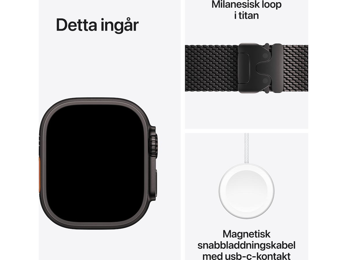 Apple Watch Ultra 4 GPS + LTE 49mm Titanium (svart) Smartwatches