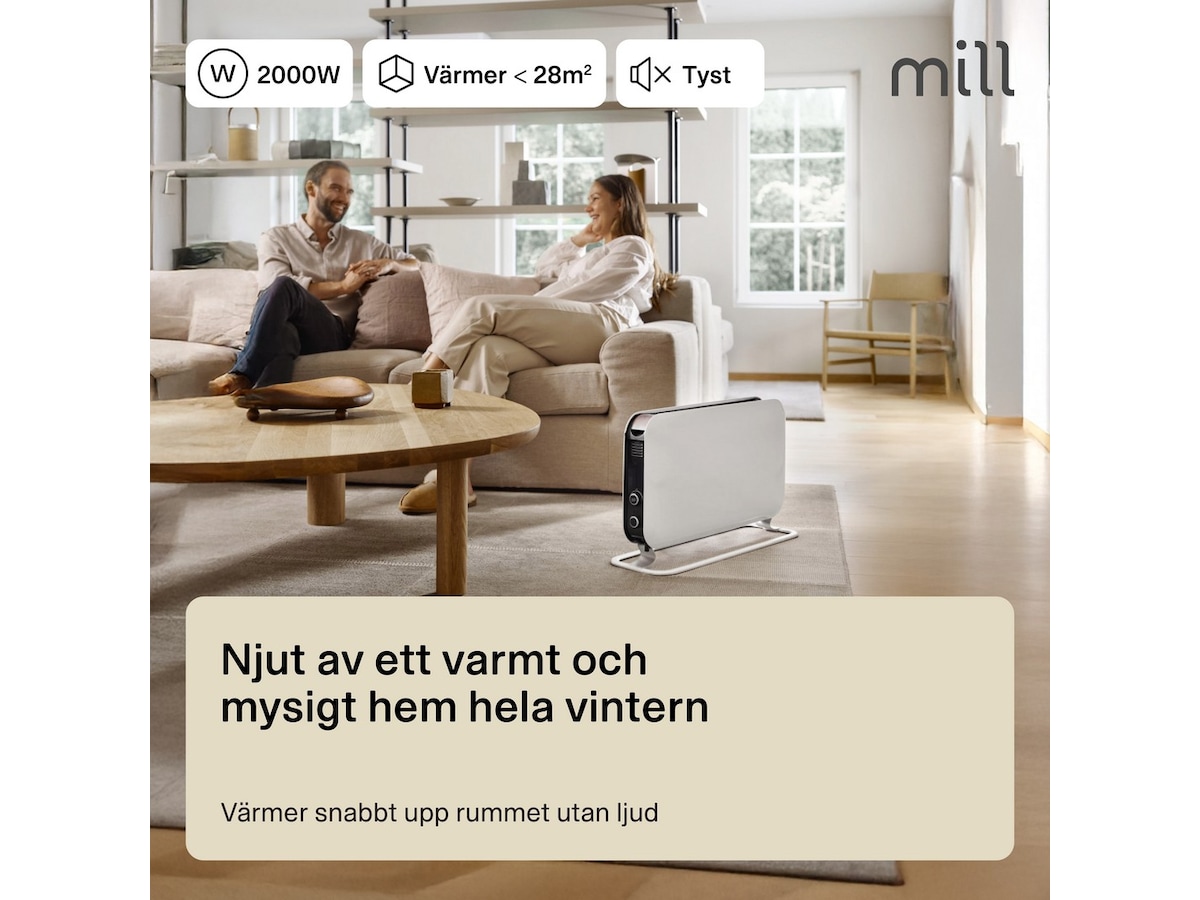 Mill Instant golvelement 2000W Mec (vit) Fristående element