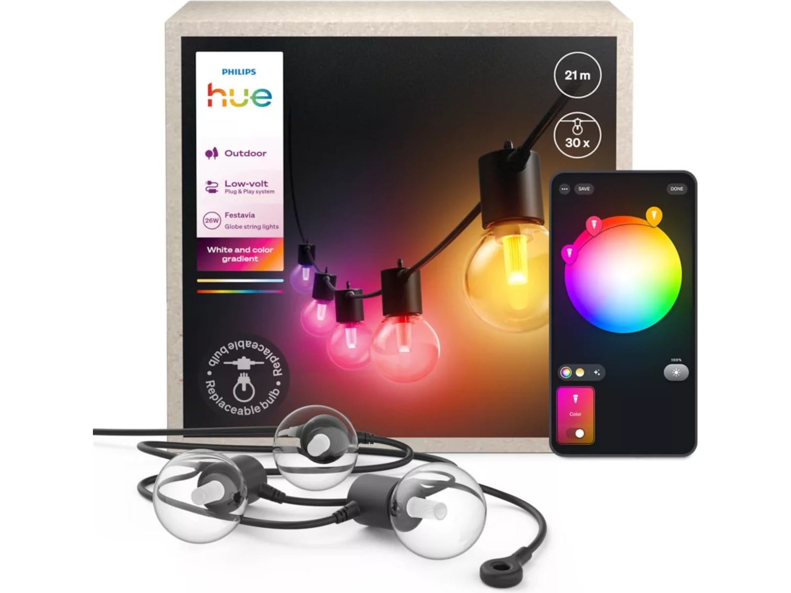 Philips Hue Festavia Globe ljusslinga 21m Ljusslingor
