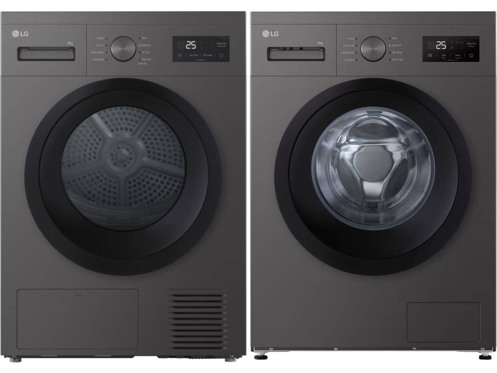 LG F4A1009NDK tvättmaskin (mörk silver) + torktumlare Tvättmaskin