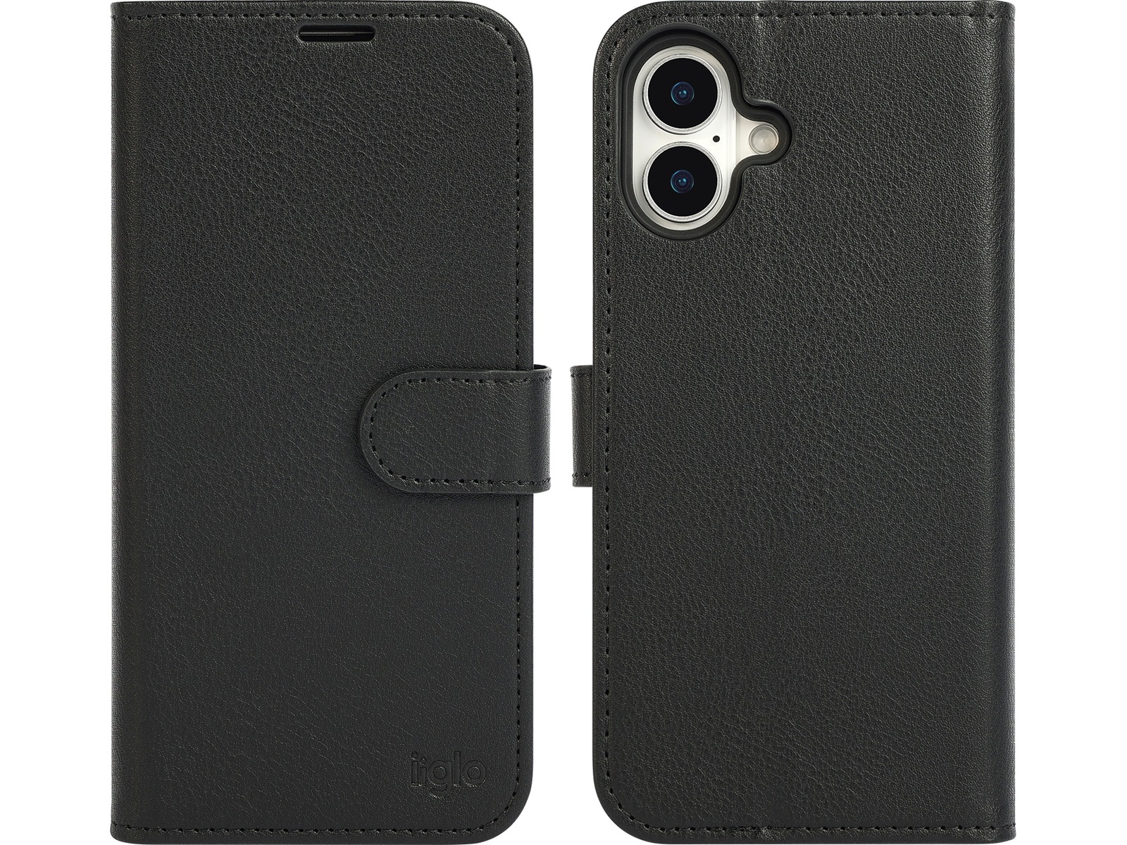 iiglo iPhone 16 Plus 2-i-1 Plånboksfodral (svart) Mobilskal