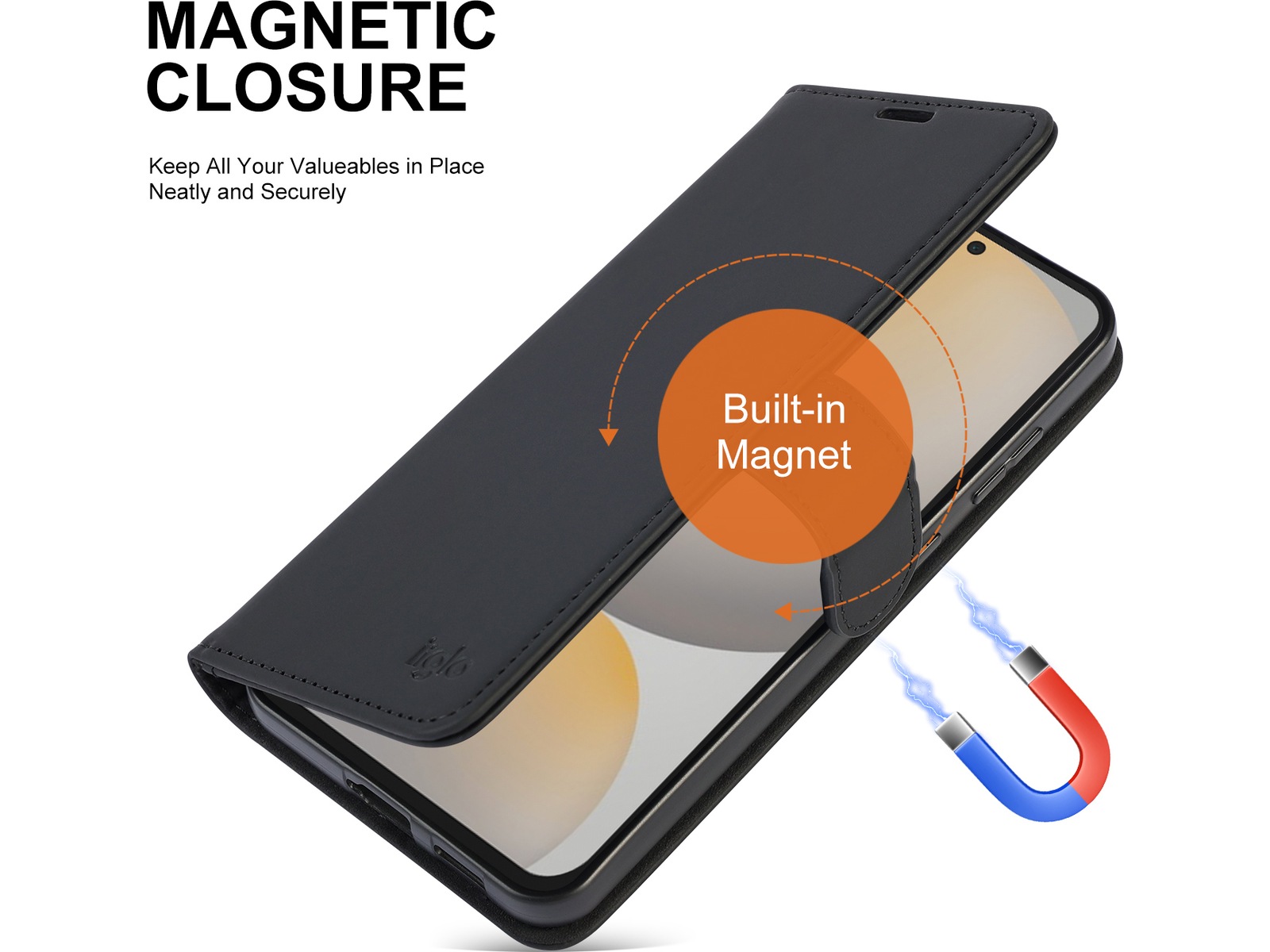 iiglo Galaxy S25 FE Plånboksfodral (svart) Mobilskal