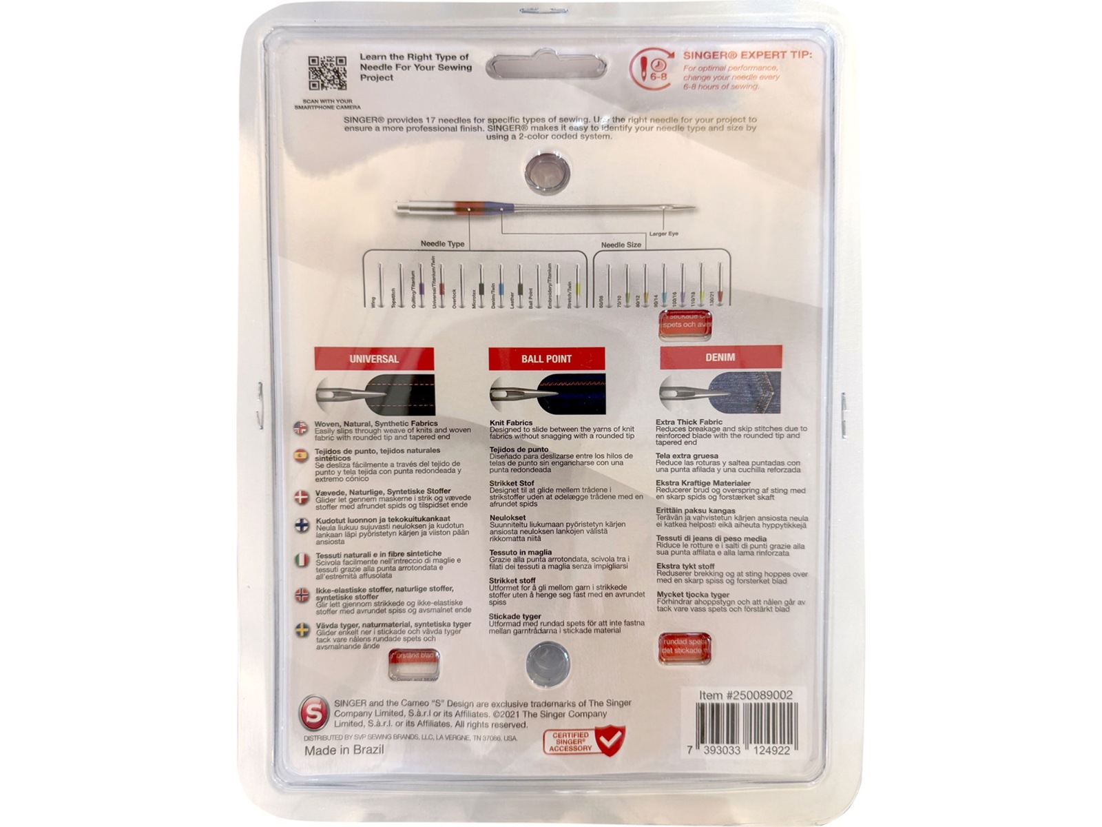 Singer Symaskinsnålar Paket Tillbehör till symaskin