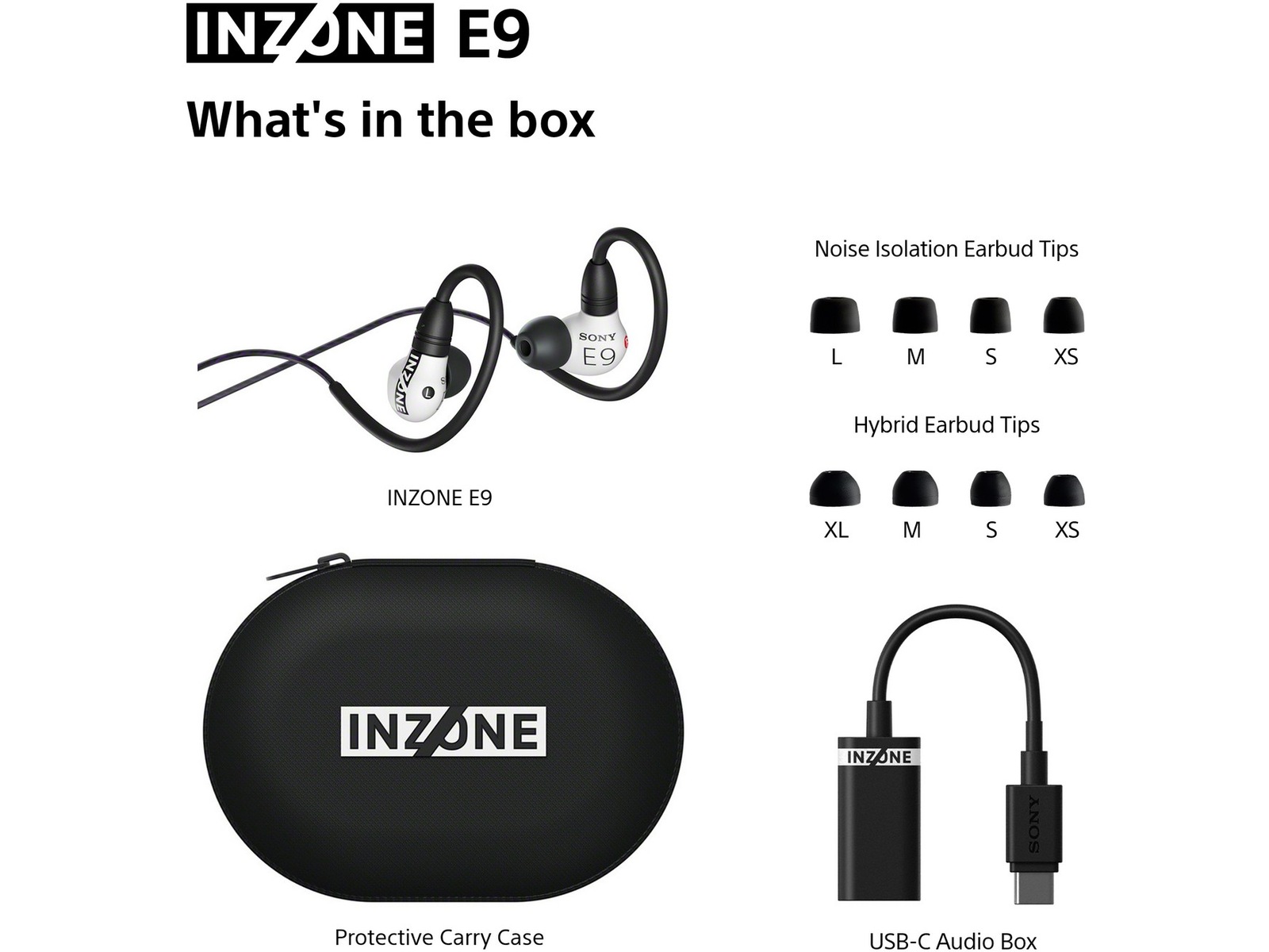 Sony INZONE E9 In-Ear Gaming Ørepropper (hvid) In-ear hörlurar