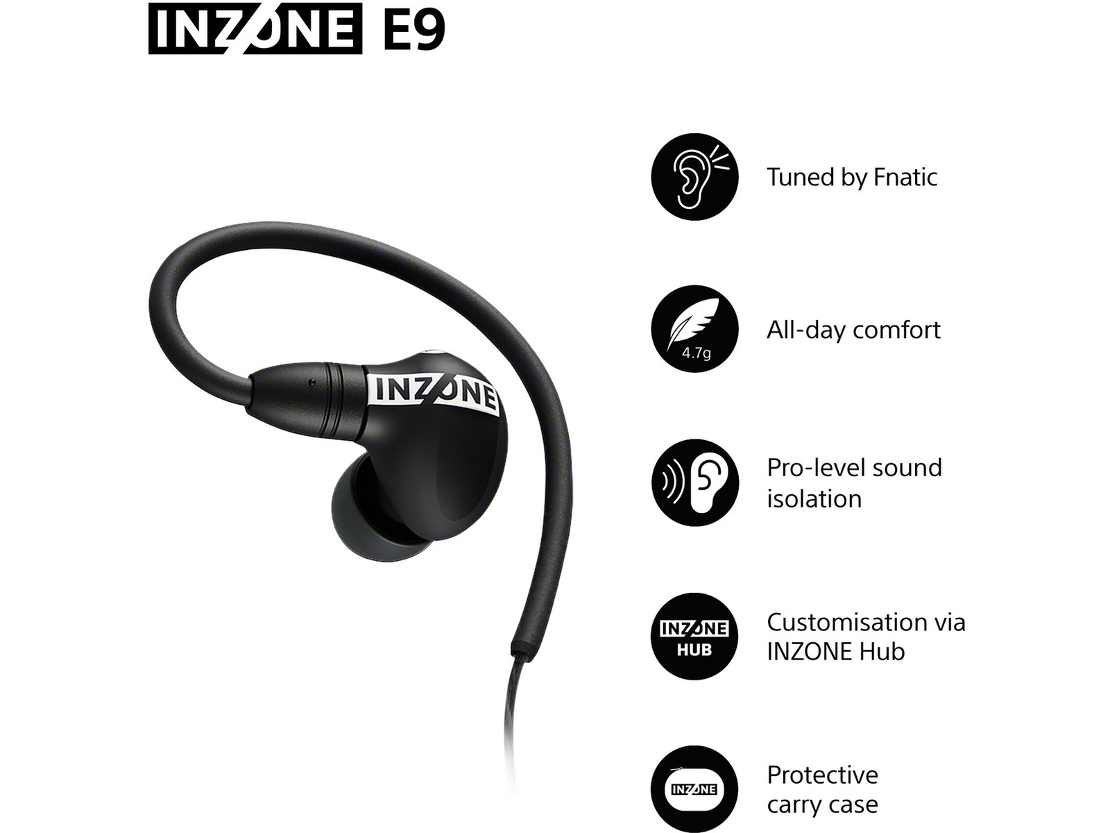 Sony INZONE E9 In-Ear Gaming Ørepropper (sort) In-ear hörlurar