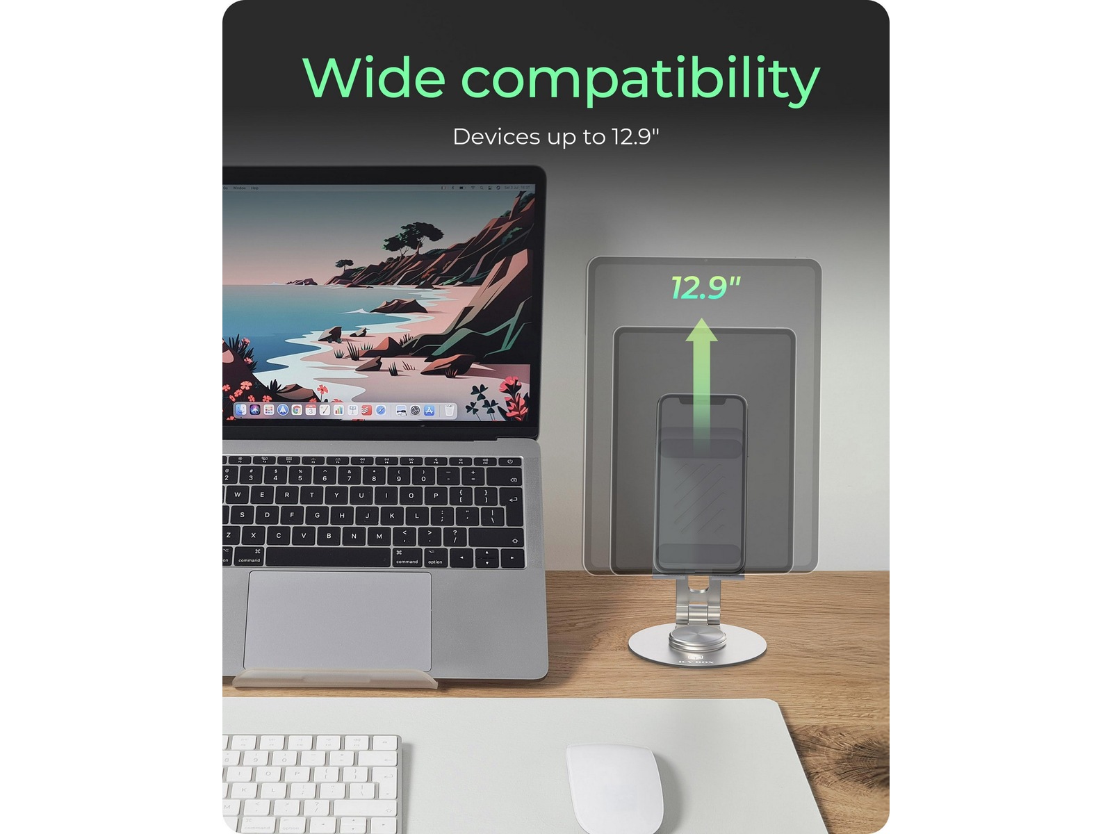 Icy Box Roterbart och Justerbart Surfplattestativ Ställ och hållare