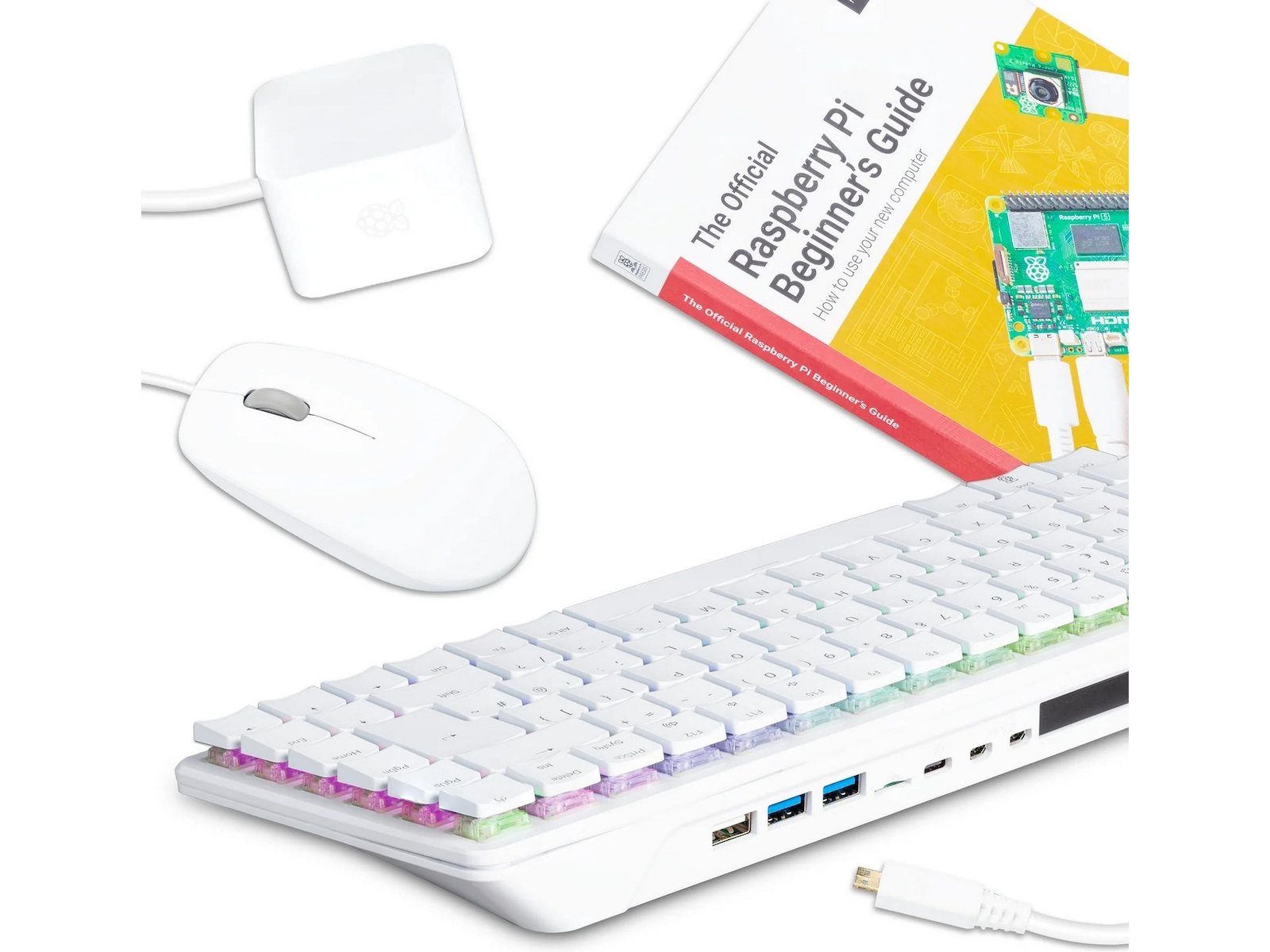 Raspbery Pi 500+ Desktop Kit (vit) Integrerad CPU