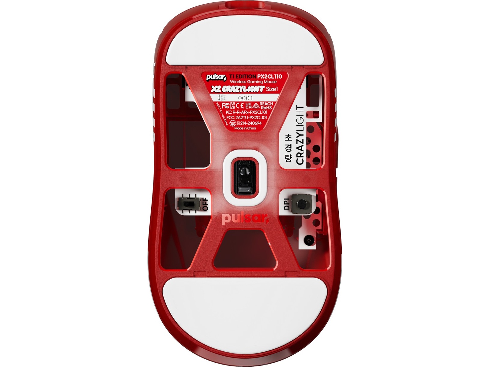 Pulsar X2 CRAZYLIGHT Mini trådlös gamingmus T1 Edition (röd) Gamingmus