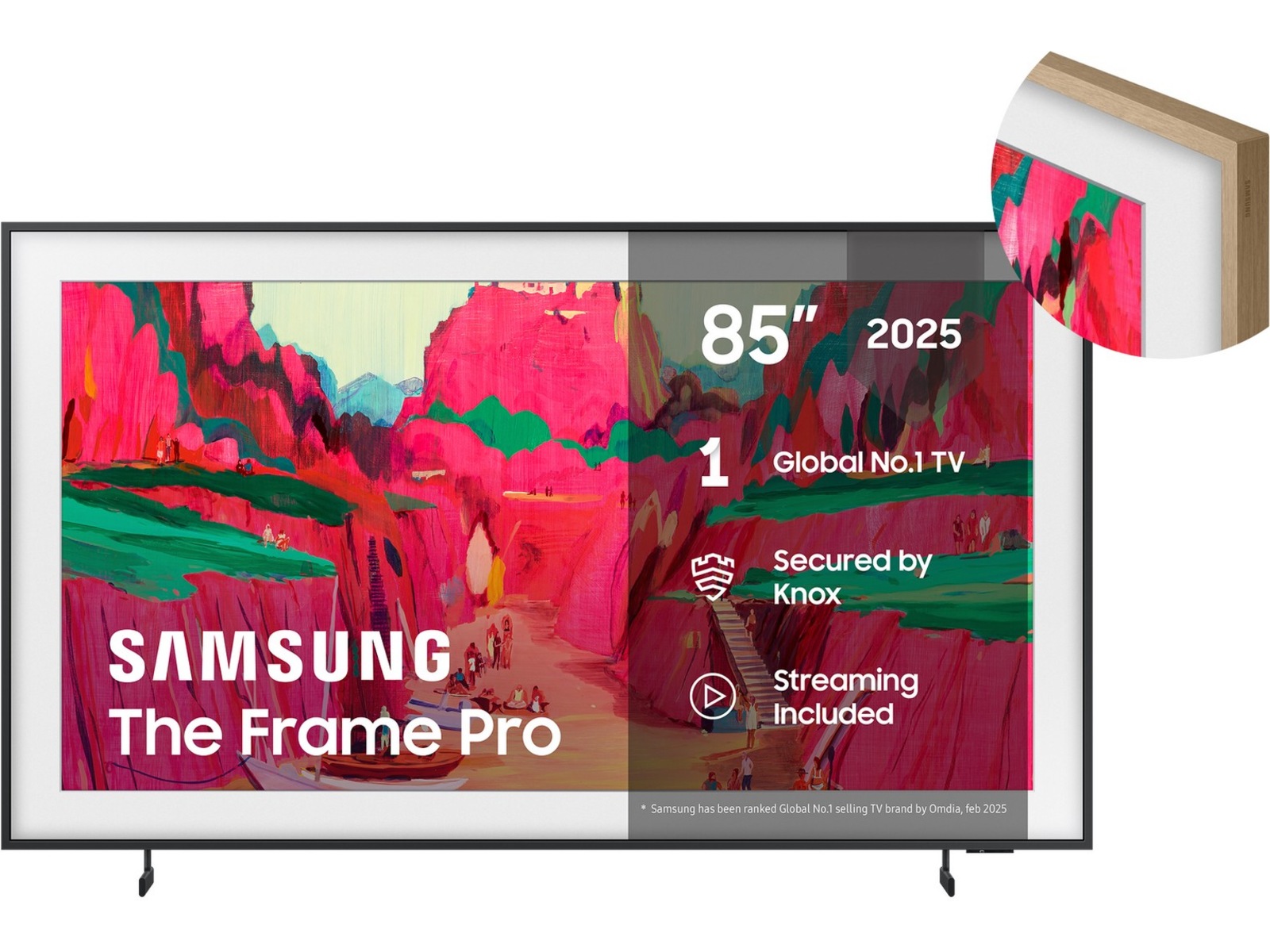 Samsung The Frame Pro 85" LS03FW + ram Beige Wood 60 - 69 tums TV