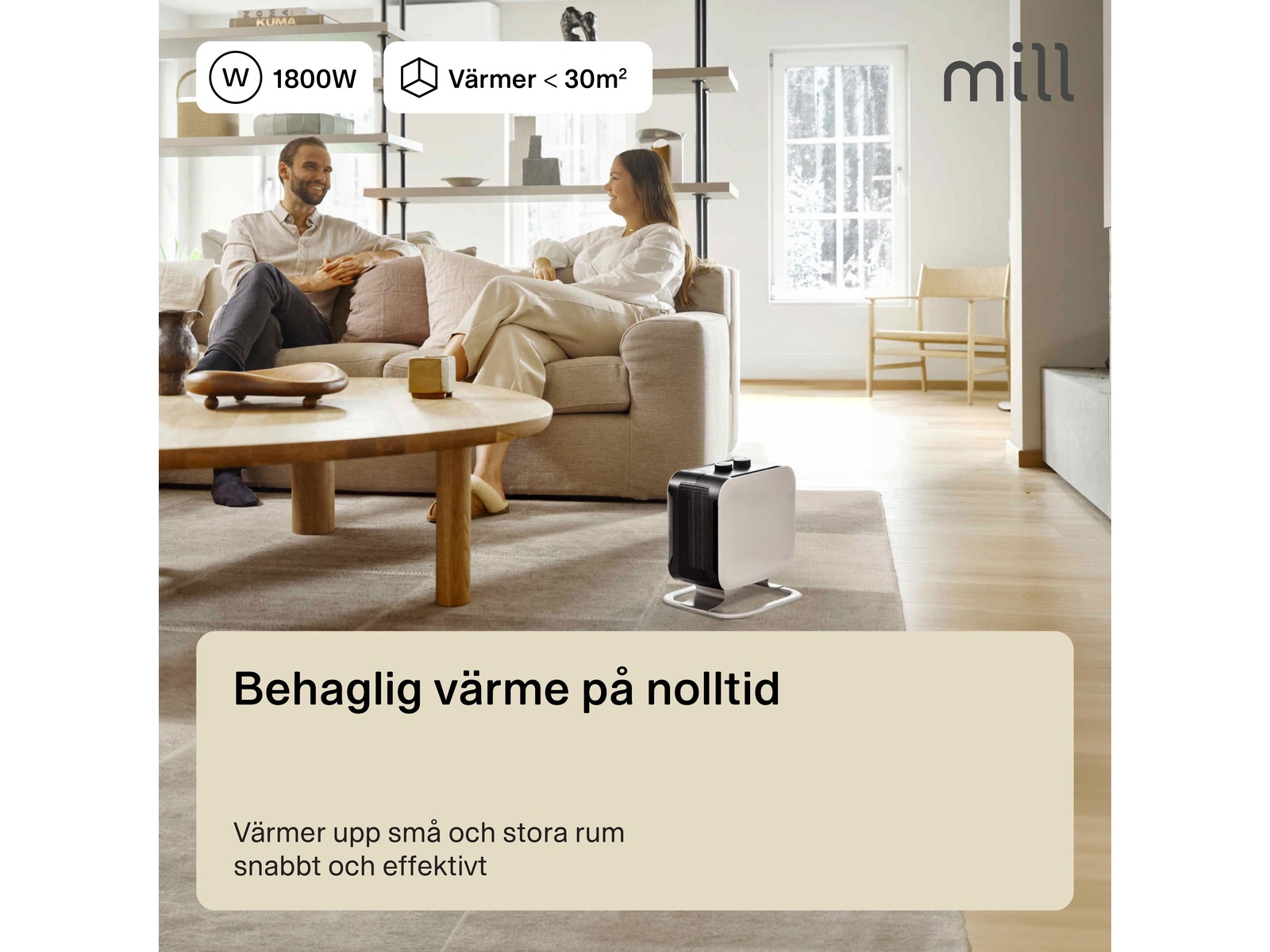 Mill Compact fläktugn 1800W med fot (vit) Fläktar och varmluftsugnar
