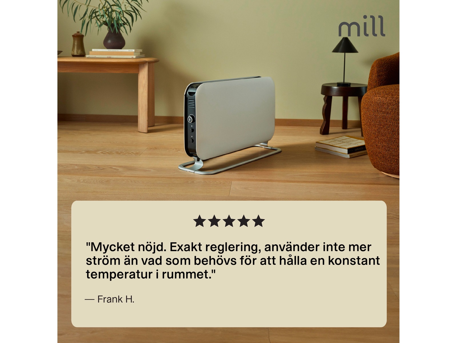 Mill WiFi golvelement 1200W (vit) Fristående element