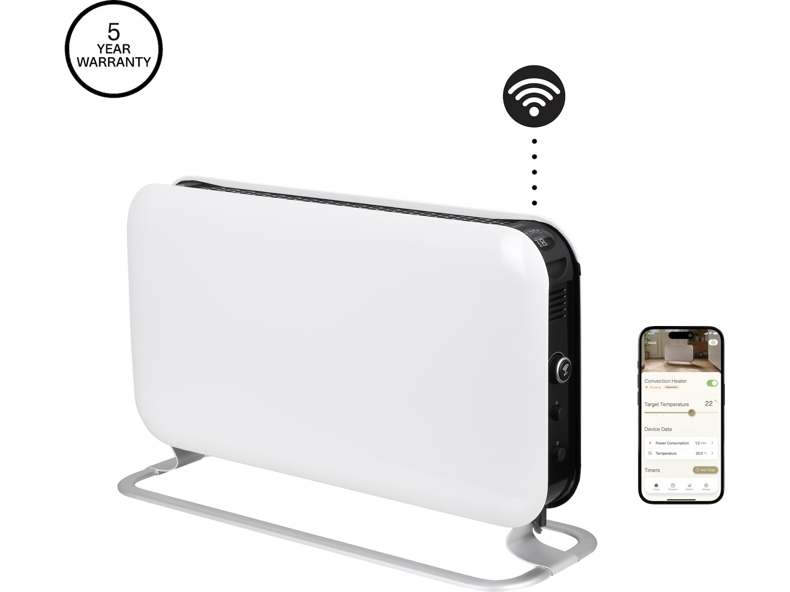 Mill WiFi golvelement 1200W (vit) Fristående element
