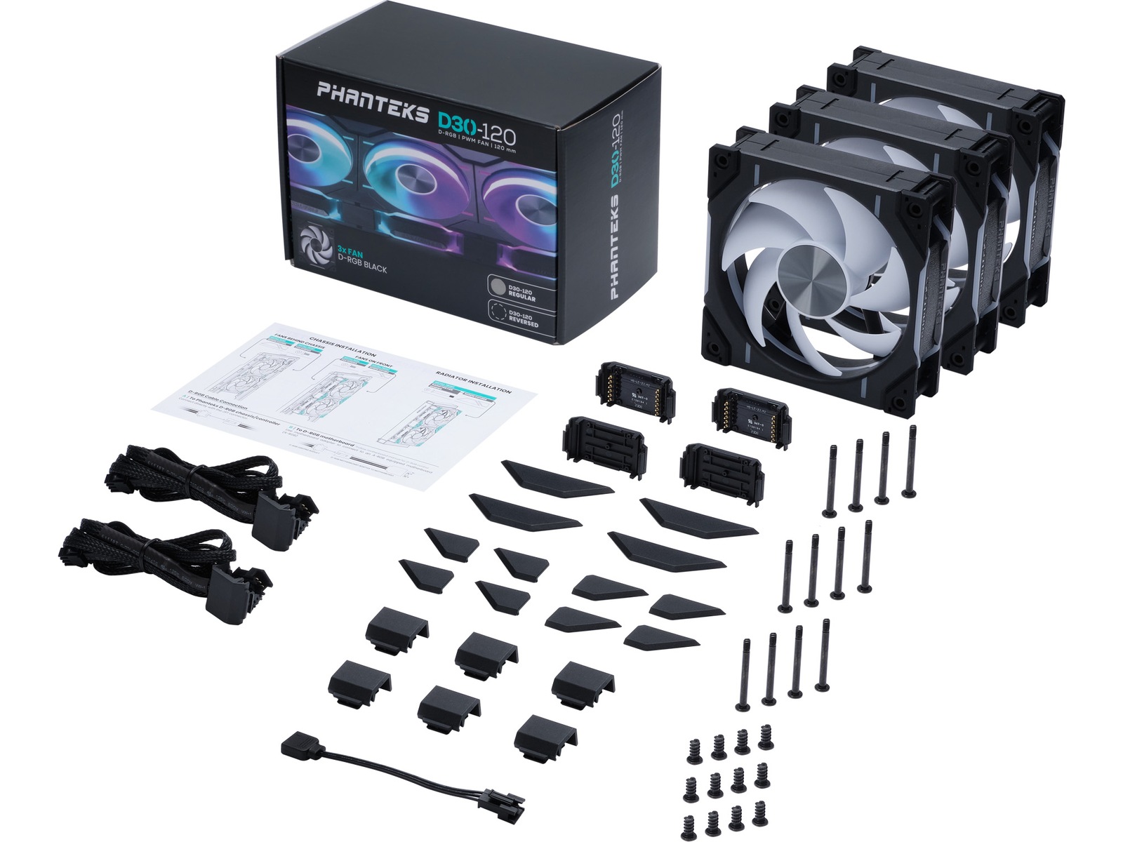 Phanteks D30 120mm DRGB Fläkt 3pack (svart) Fläkt