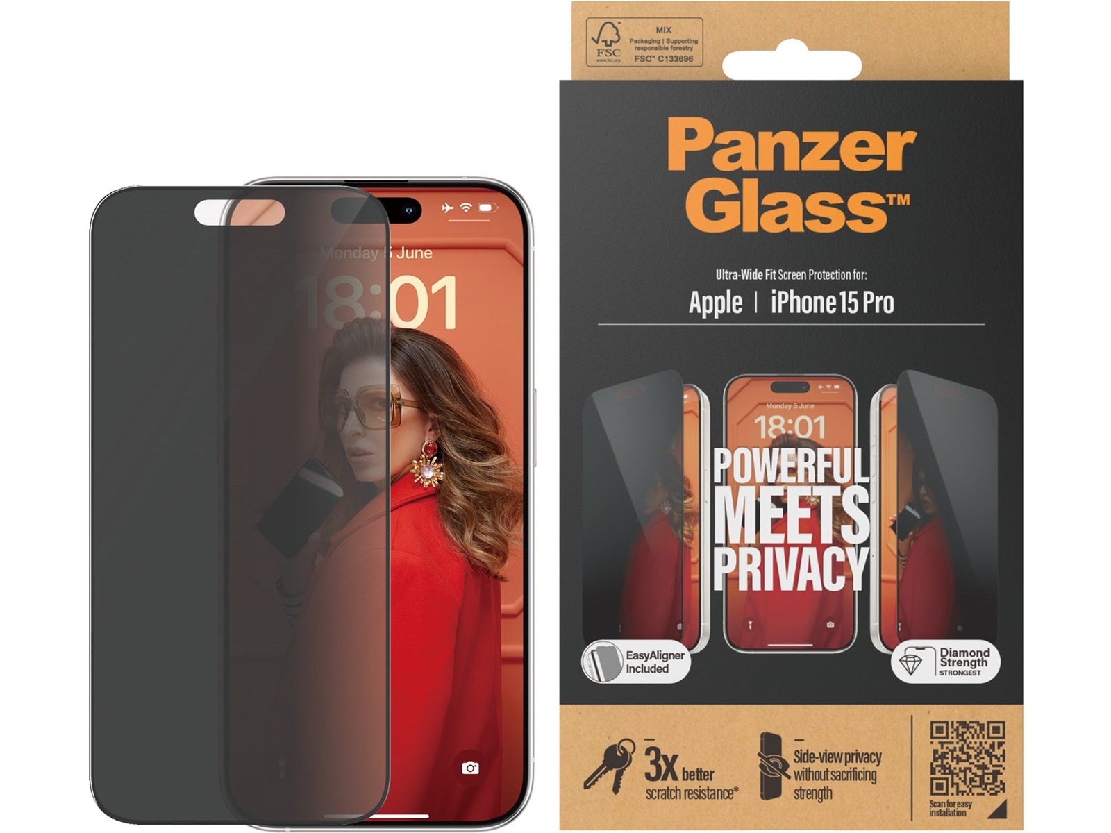 Panzerglass iPhone 15 Pro Privacy Skärmskydd Skärmskydd mobiltelefon