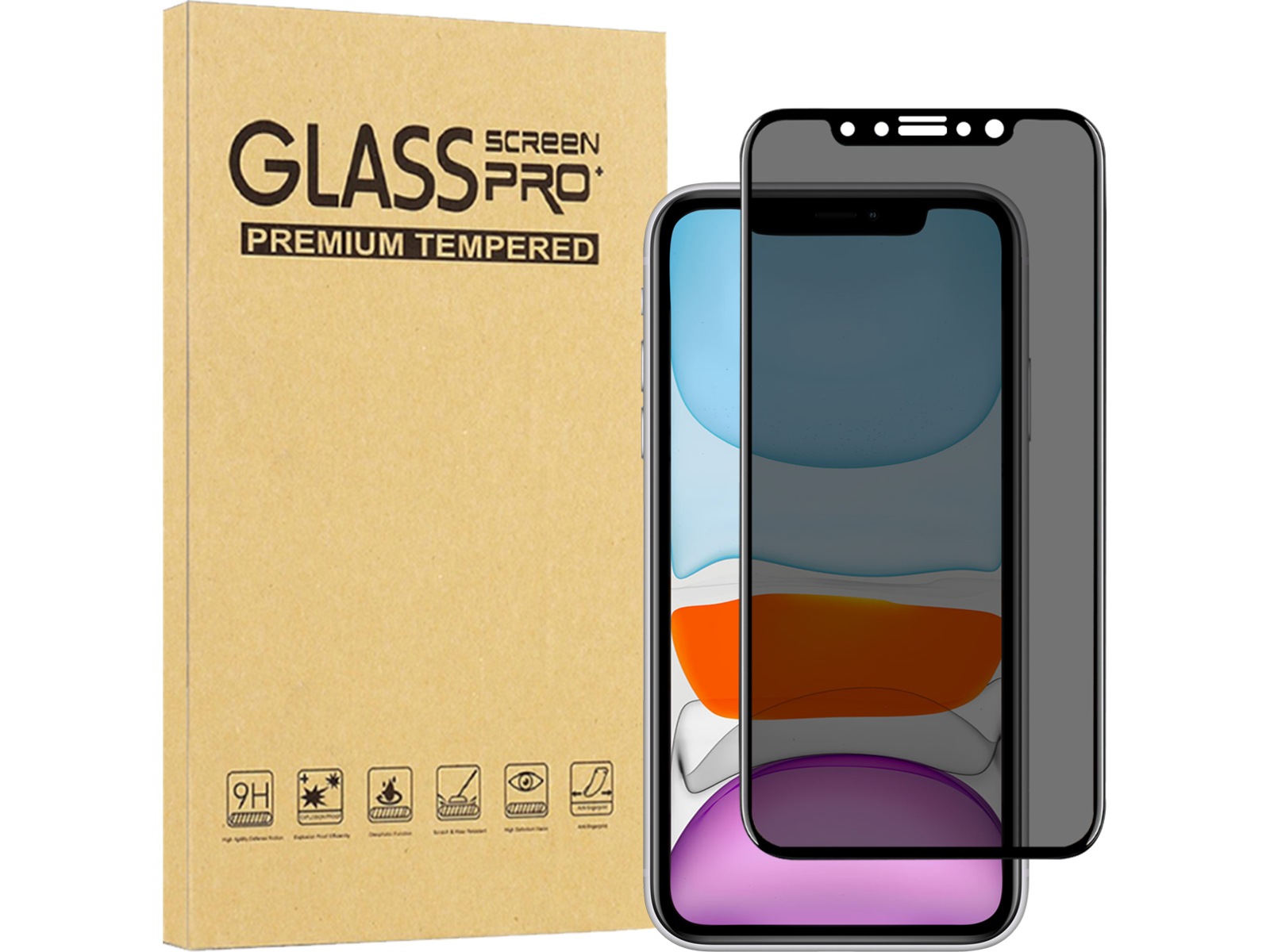 iiglo iPhone 11 3D Privacy Skärmskydd Skärmskydd mobiltelefon