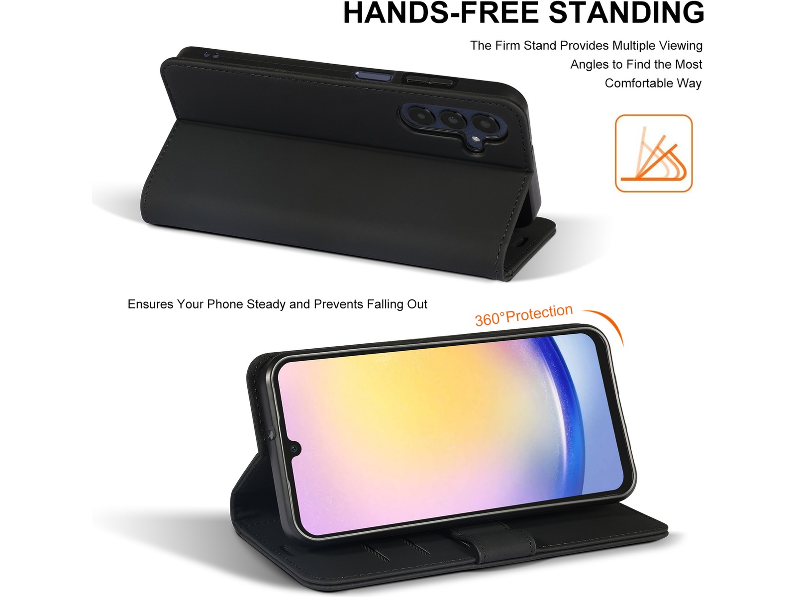 iiglo Samsung Galaxy A25 Plånboksfodral (svart) Mobilskal