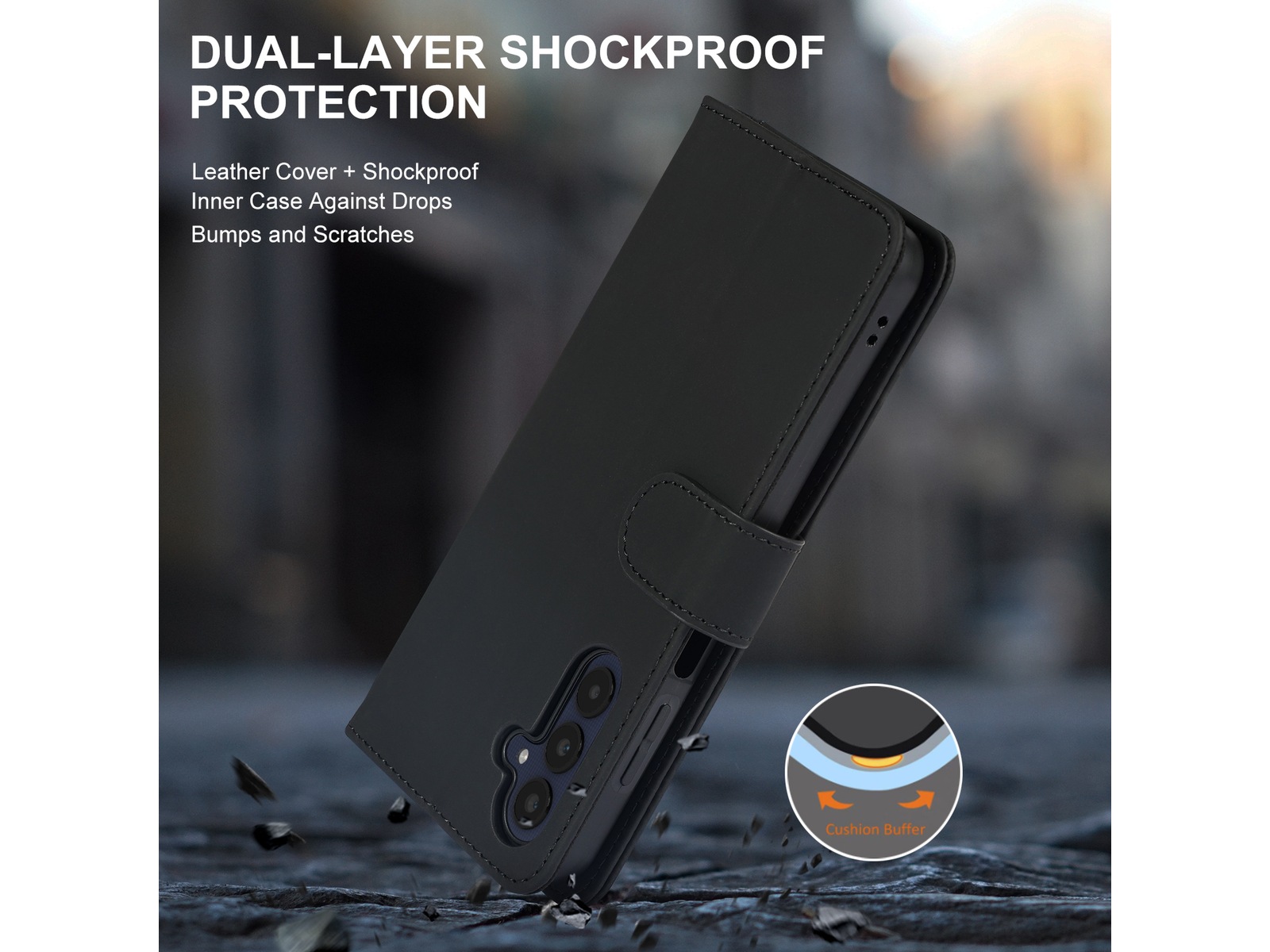 iiglo Samsung Galaxy A25 Plånboksfodral (svart) Mobilskal