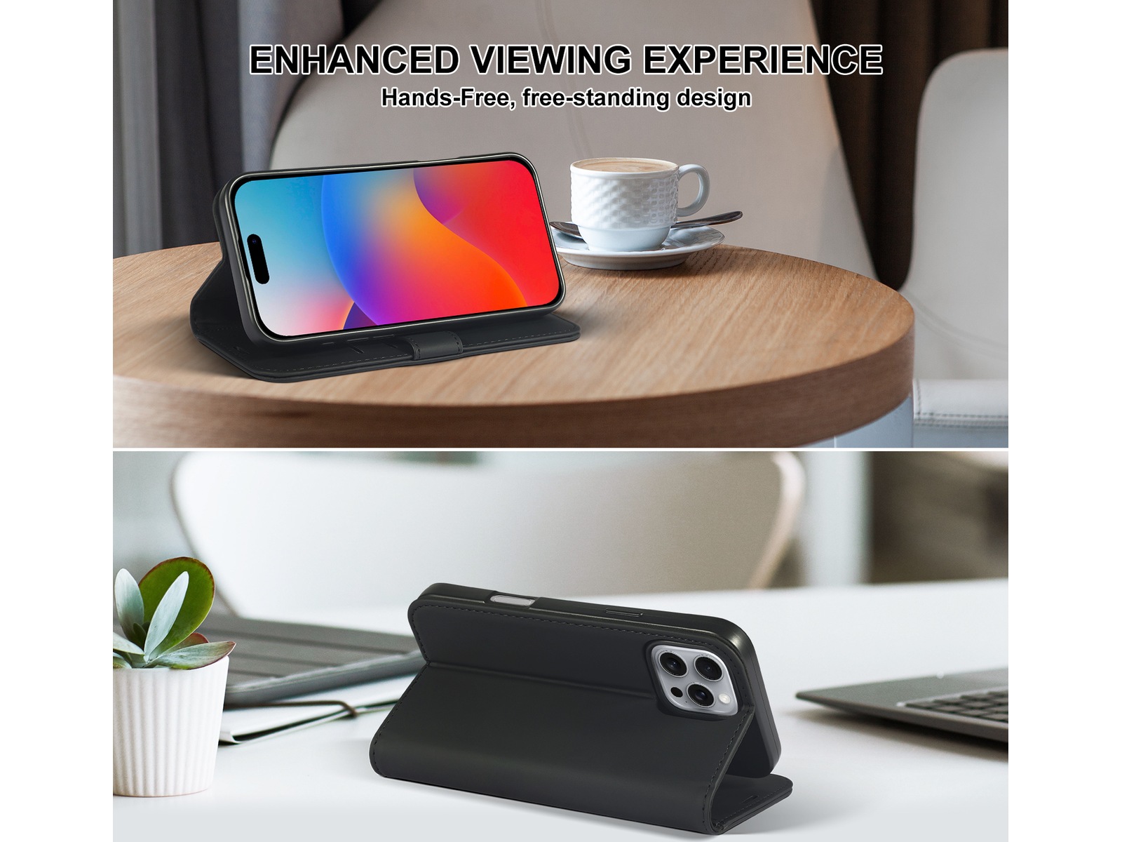 iiglo iPhone 16 Pro Plånboksfodral (svart) Mobilskal