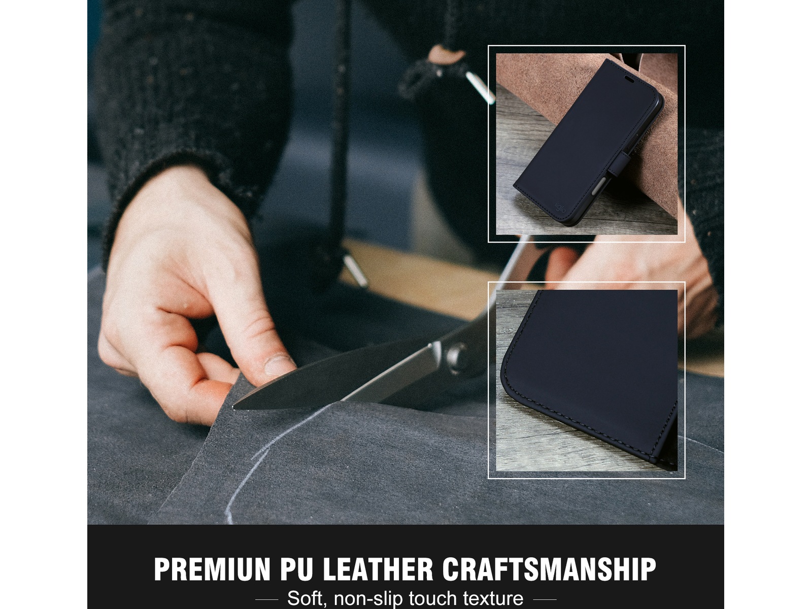 iiglo iPhone 16 Pro Plånboksfodral (svart) Mobilskal