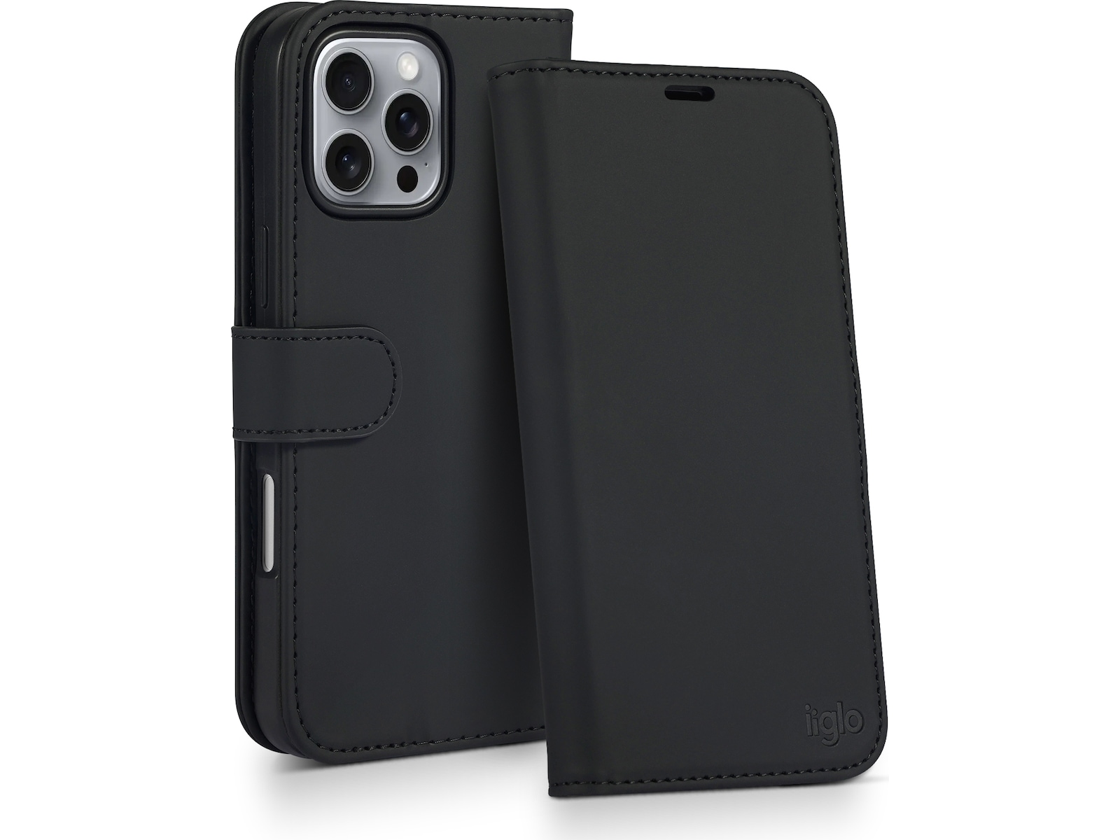 iiglo iPhone 16 Pro Max Plånboksfodral (svart) Mobilskal