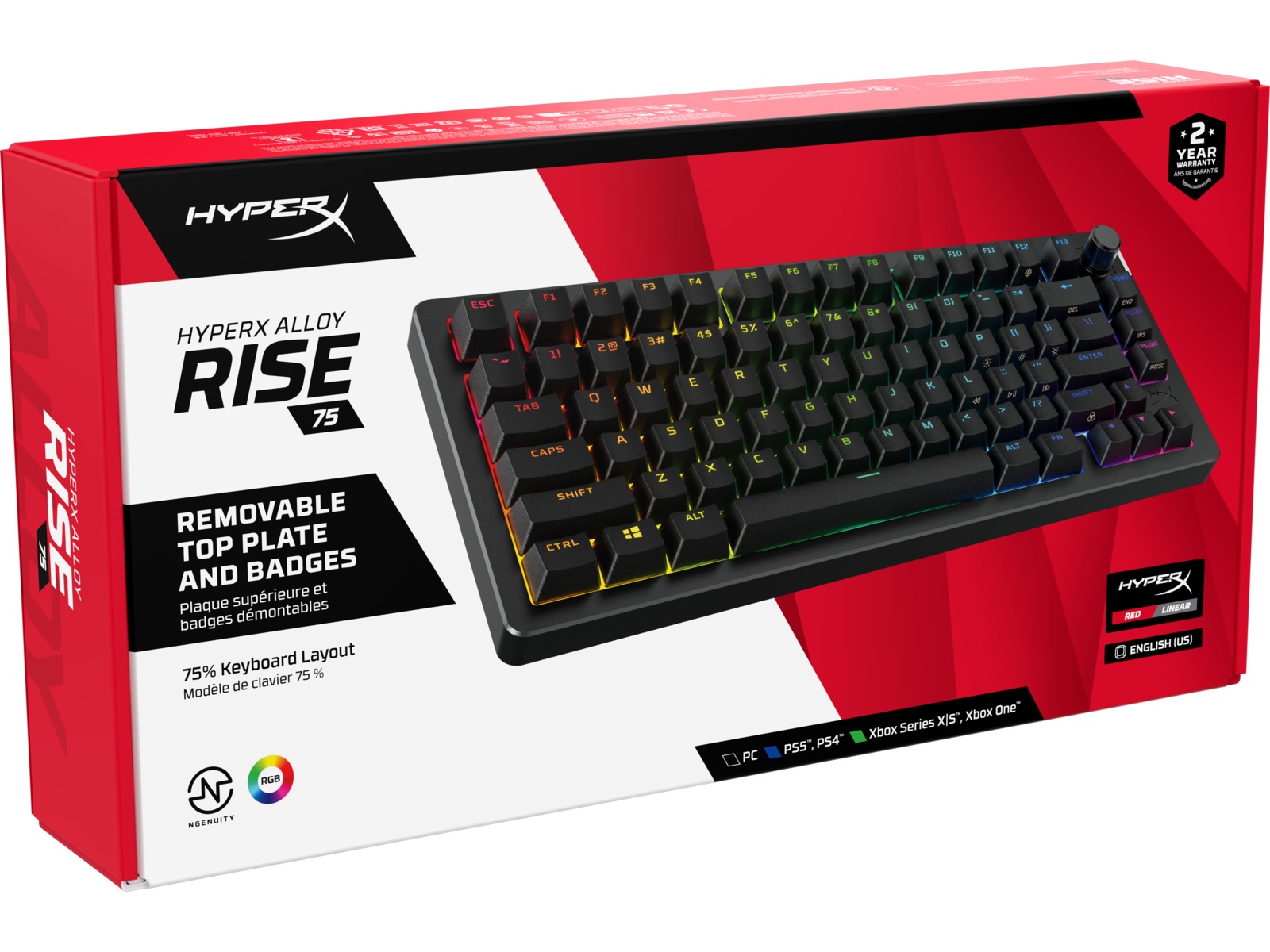 HyperX Alloy Rise 75 gamingtangentbord (svart) -B-Grade Demo tangentbord