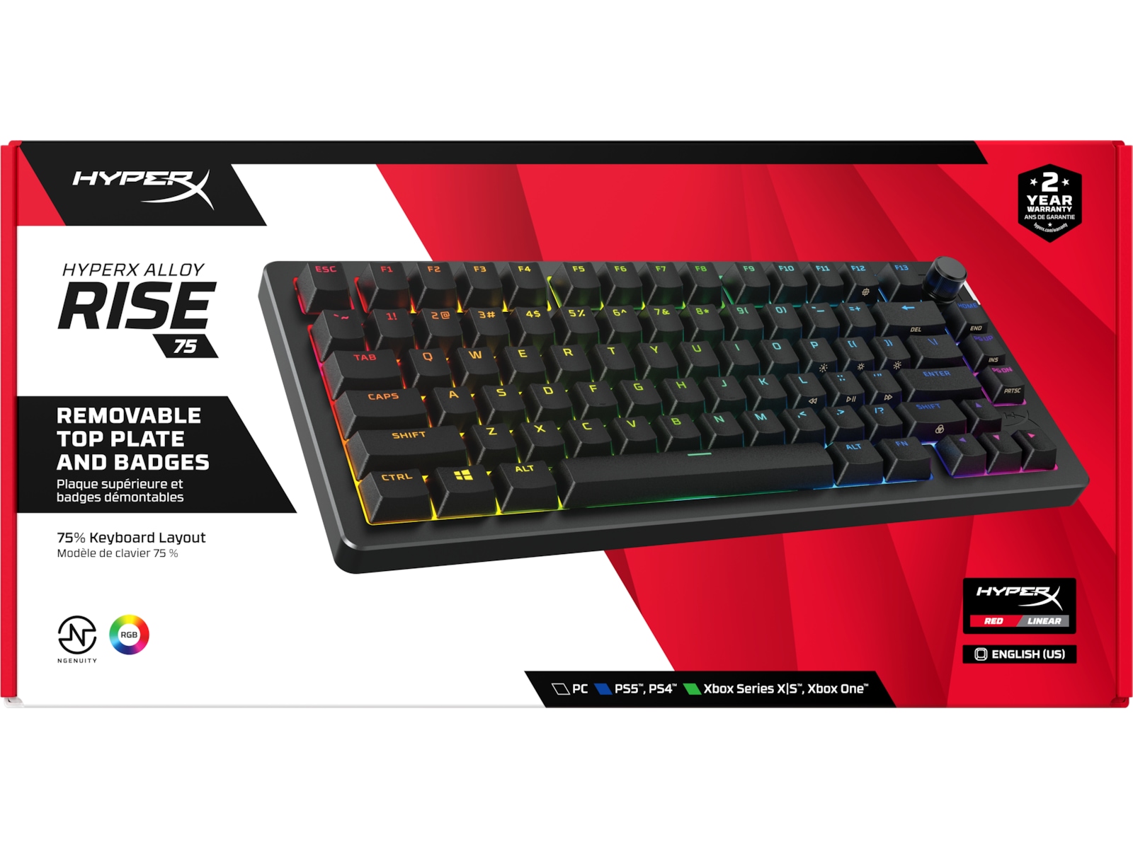HyperX Alloy Rise 75 gamingtangentbord (svart) -B-Grade Demo tangentbord