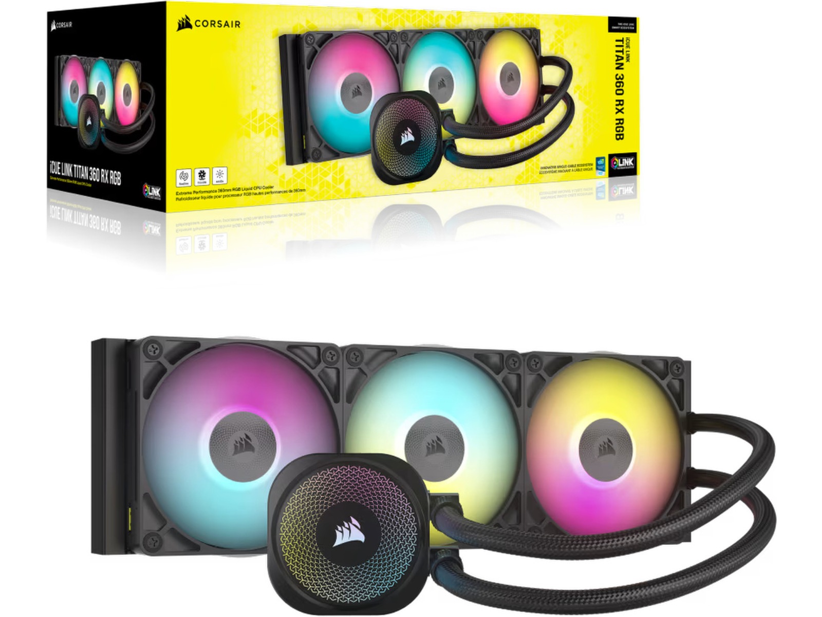 Corsair iCUE LINK Titan 360 RX RGB AIO Kylare (svart) CPU - Vattenkylning