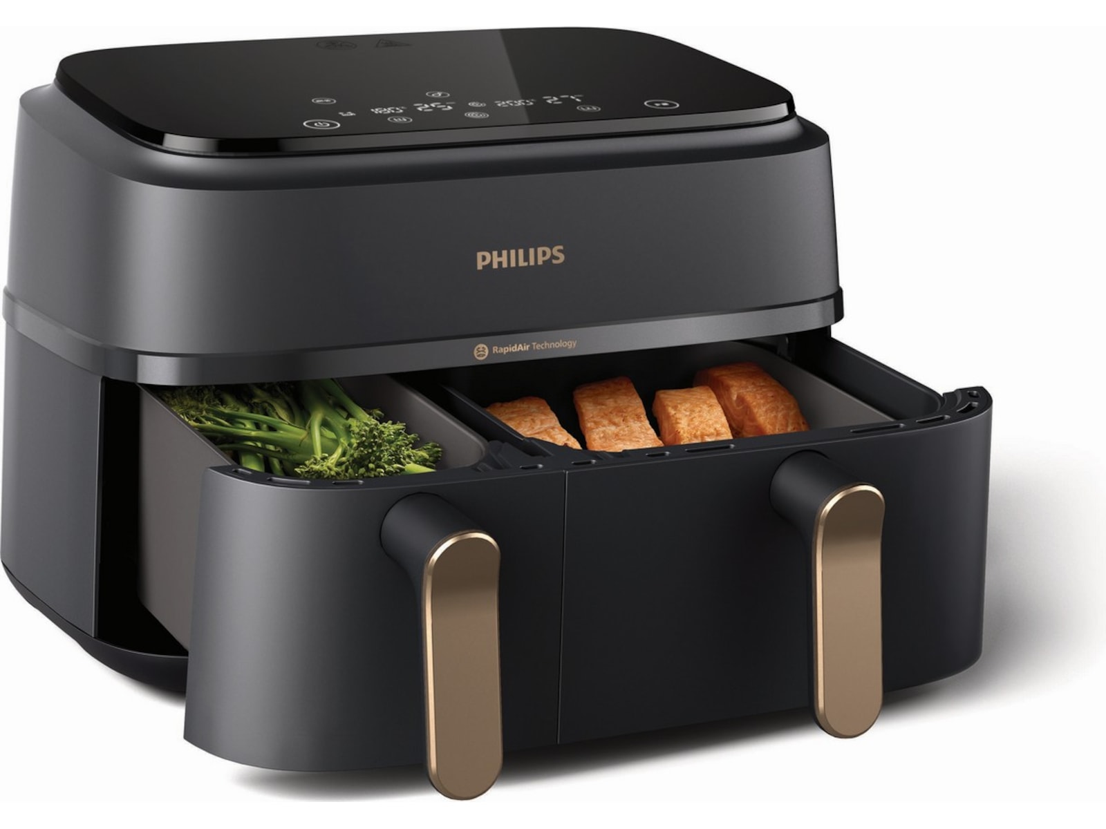 Philips dual basket airfryer 9L NA352/00 (grå/koppar) -B-Grade Demo hem & hushåll