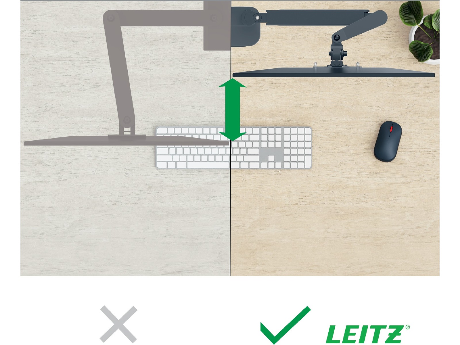 Leitz Ergo Monitorarm Enkel, platsbesparande, 17"-32" skärm Bord och väggfäste