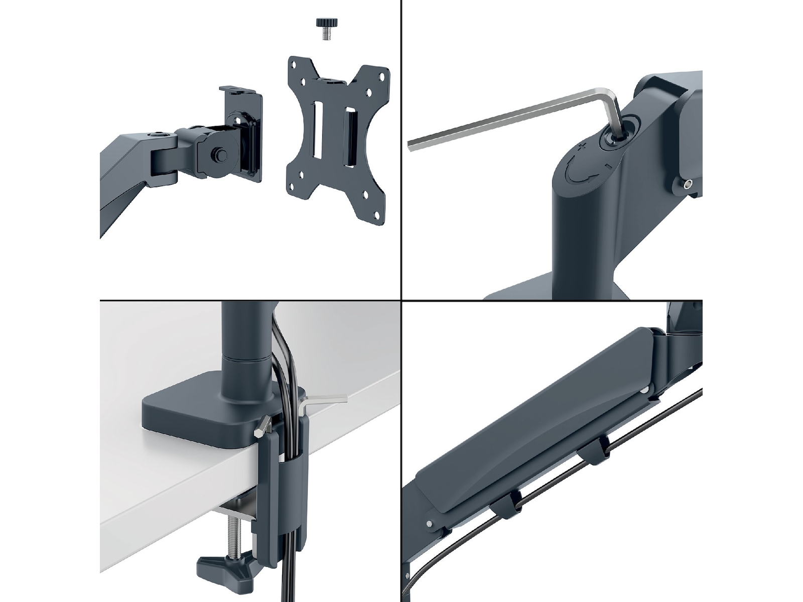 Leitz Ergo Monitorarm Enkel, platsbesparande, 17"-32" skärm Bord och väggfäste