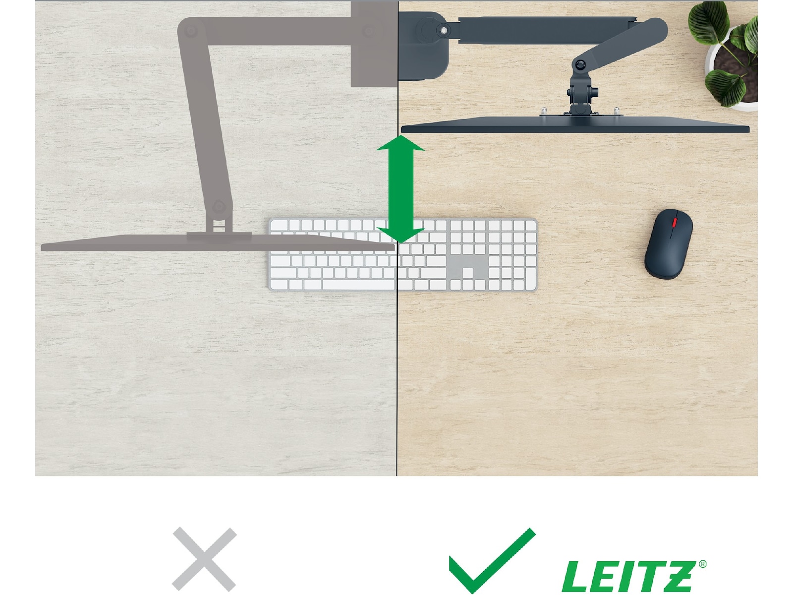 Leitz Ergo Monitorarm Dubbel, platsbesparande, 17"-32" skärmar Bord och väggfäste