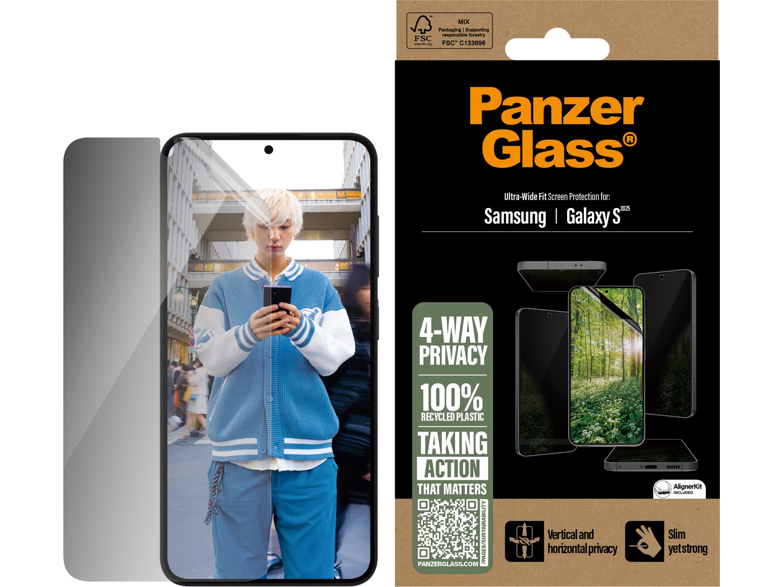 PanzerGlass Galaxy S25/S24 ECO MATRIX 4vägs Privacy skärmskydd Skärmskydd mobiltelefon