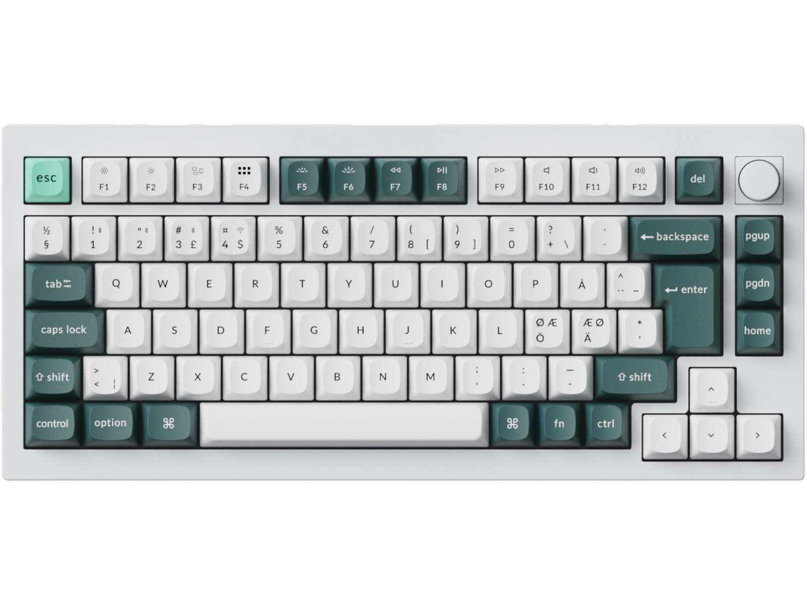 Keychron Q1 HE 75% QMK trådlöst gamingtangentbord (vit) Gamingtangentbord