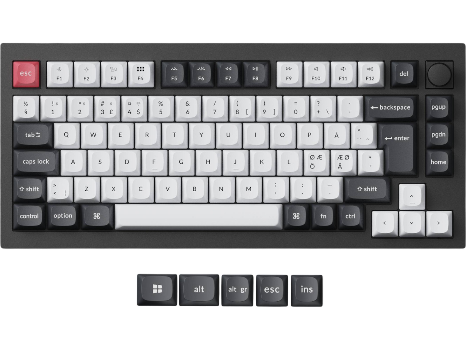 Keychron Q1 HE 75% QMK trådlöst gamingtangentbord (svart) Gamingtangentbord