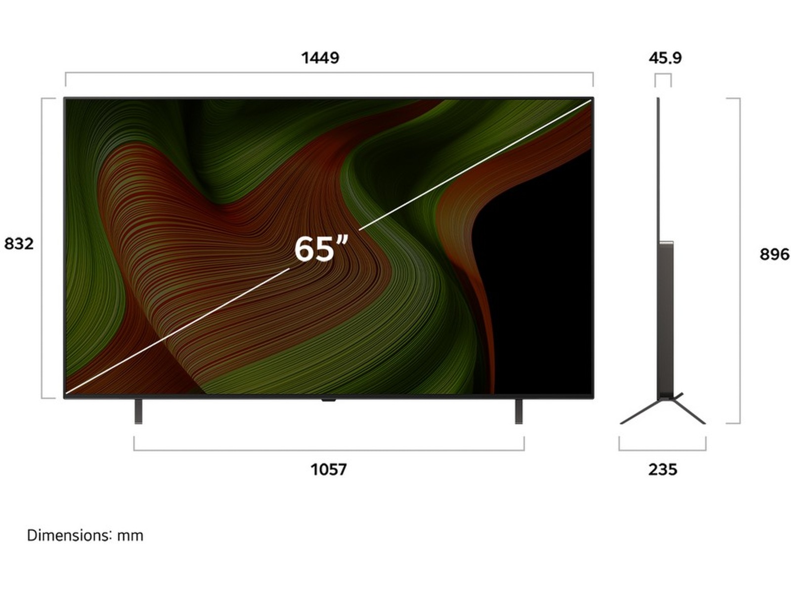 65 tum LG OLED B5 AI 4K Smart TV 2025 60 - 69 tums TV