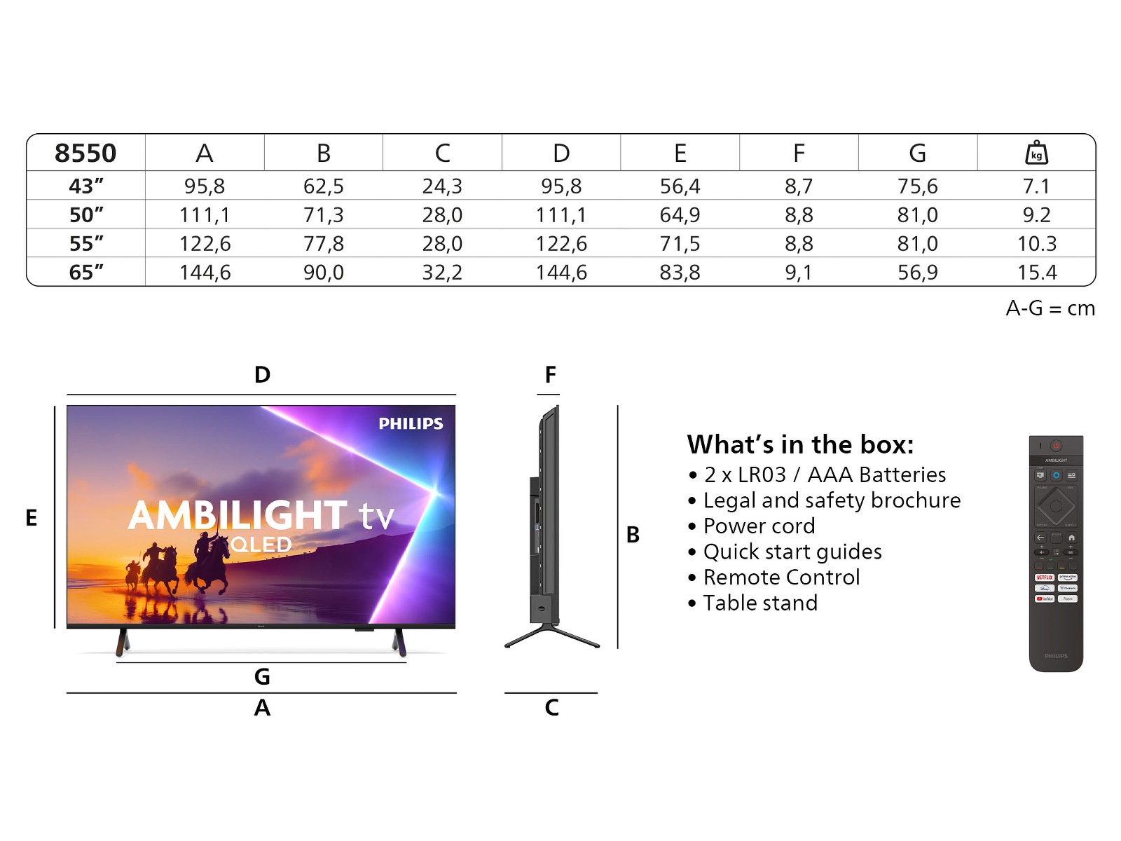 Philips 43" PUS8550/12 QLED smart Ambilight TV (2025) 20 - 49 tums TV