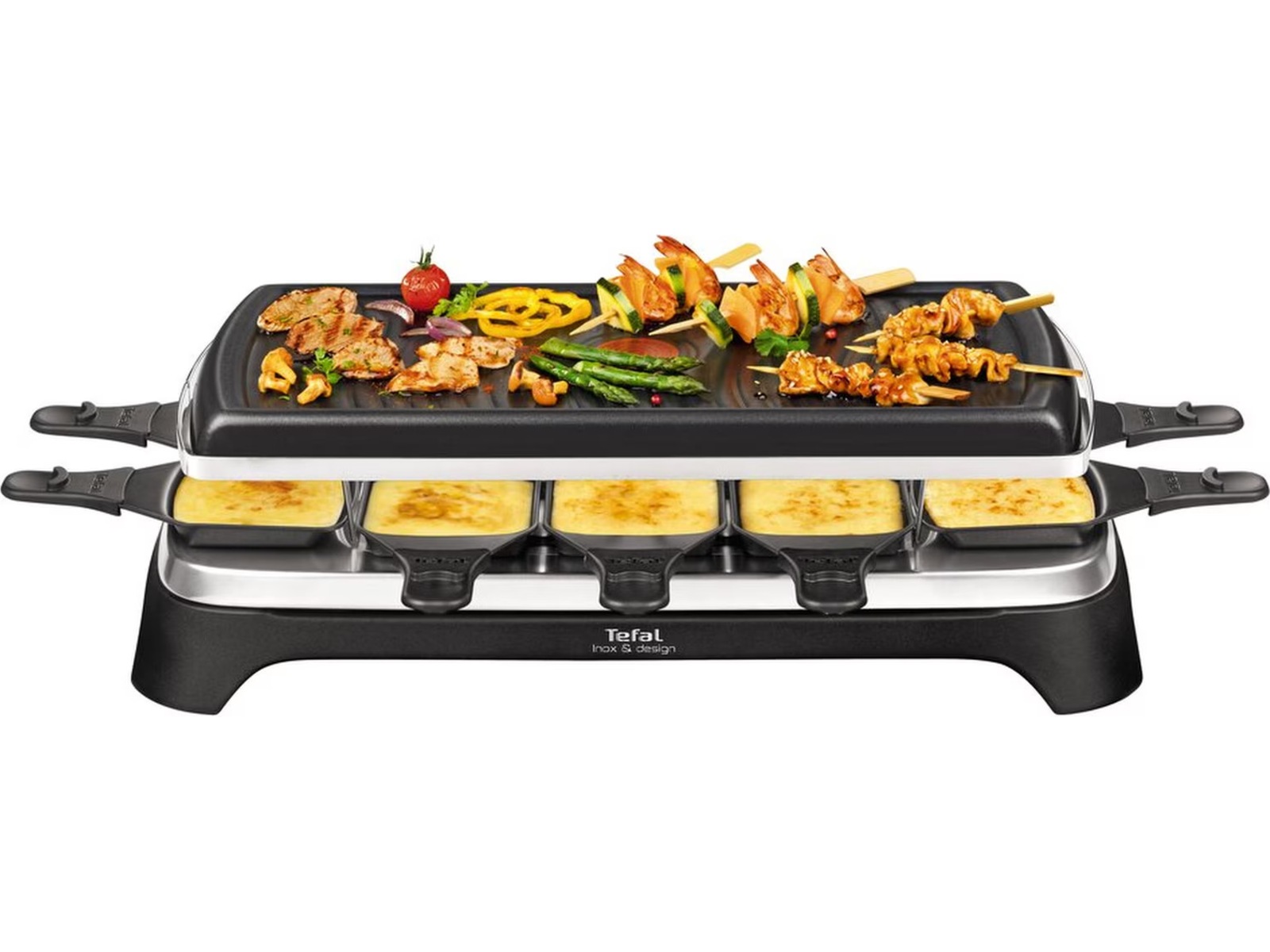 Tefal RE458812 raclette Inox & Design 10 pannor (svart) Övriga köksapparater