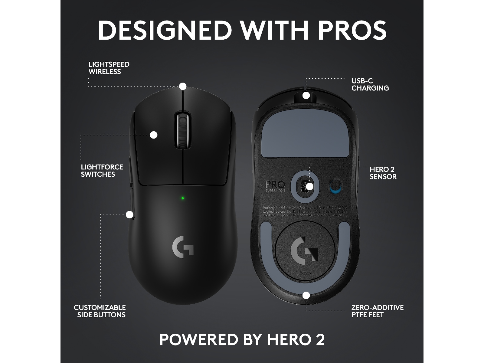 Logitech Pro X Superlight 2c trådlös gamingmus (svart) Gamingmus