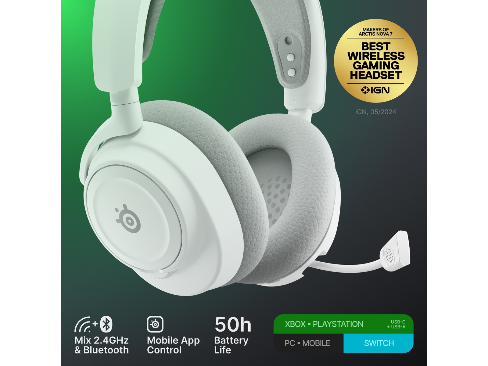 SteelSeries Arctis Nova 7X Gen 2 Trådløst Gamingheadset (hvid) Gamingheadset