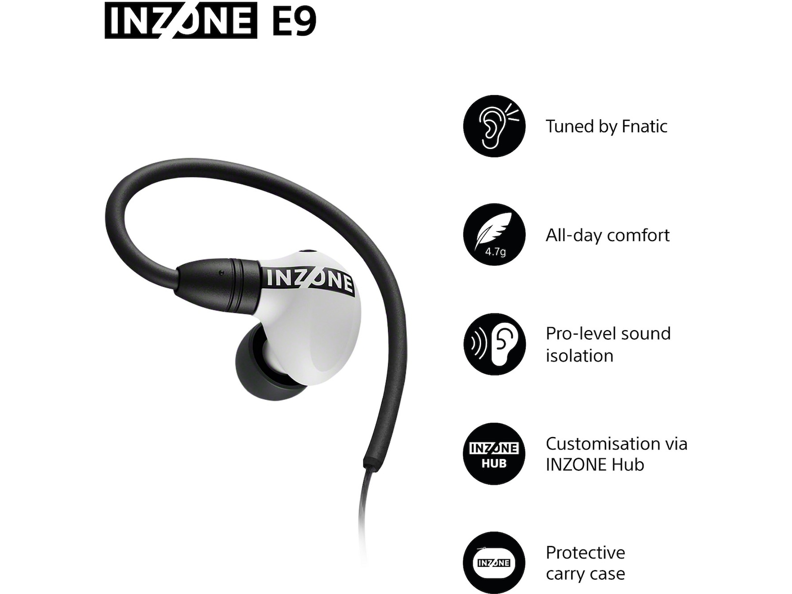 Sony INZONE E9 In-Ear Gaming Öronproppar (vit) In-ear hörlurar