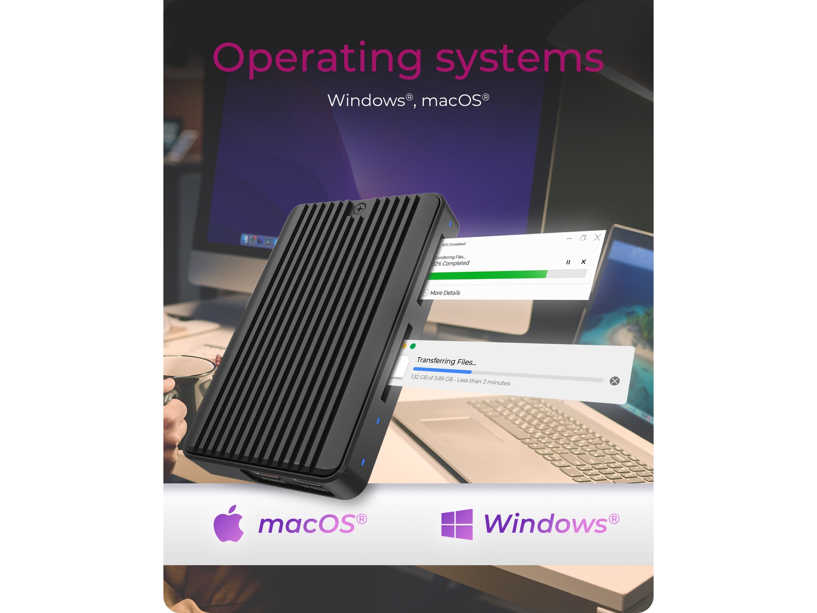 ICY BOX IB-CR602M-C31 M.2 SSD Enclosure Dockningsstationer