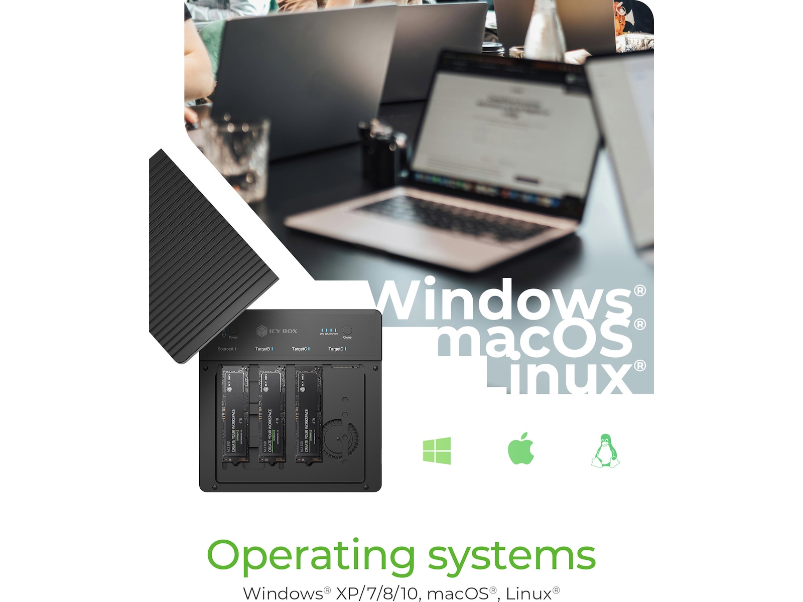  ICY BOX 4 bay Clone and DockingSation Dockningsstation och USB-hub