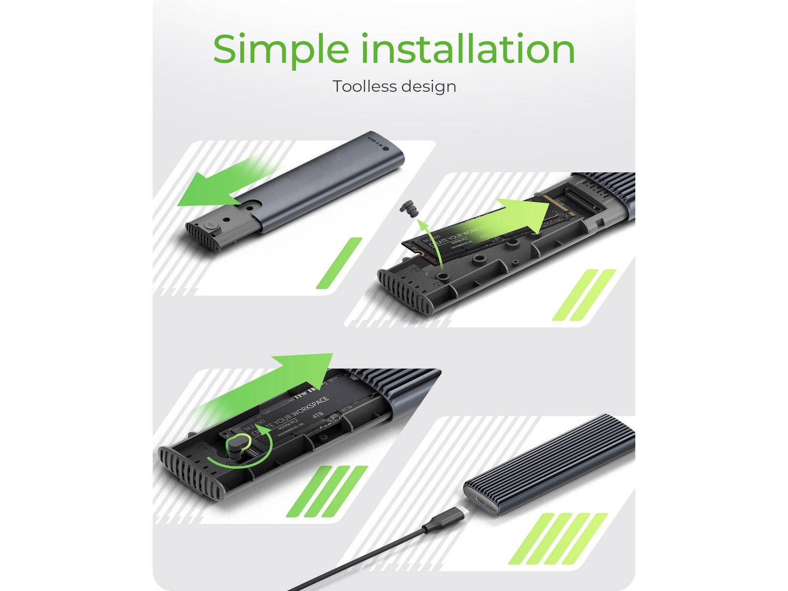 Icy Box M.2 NVMe & SATA M.2 SSD Kapsling Externa Chassi