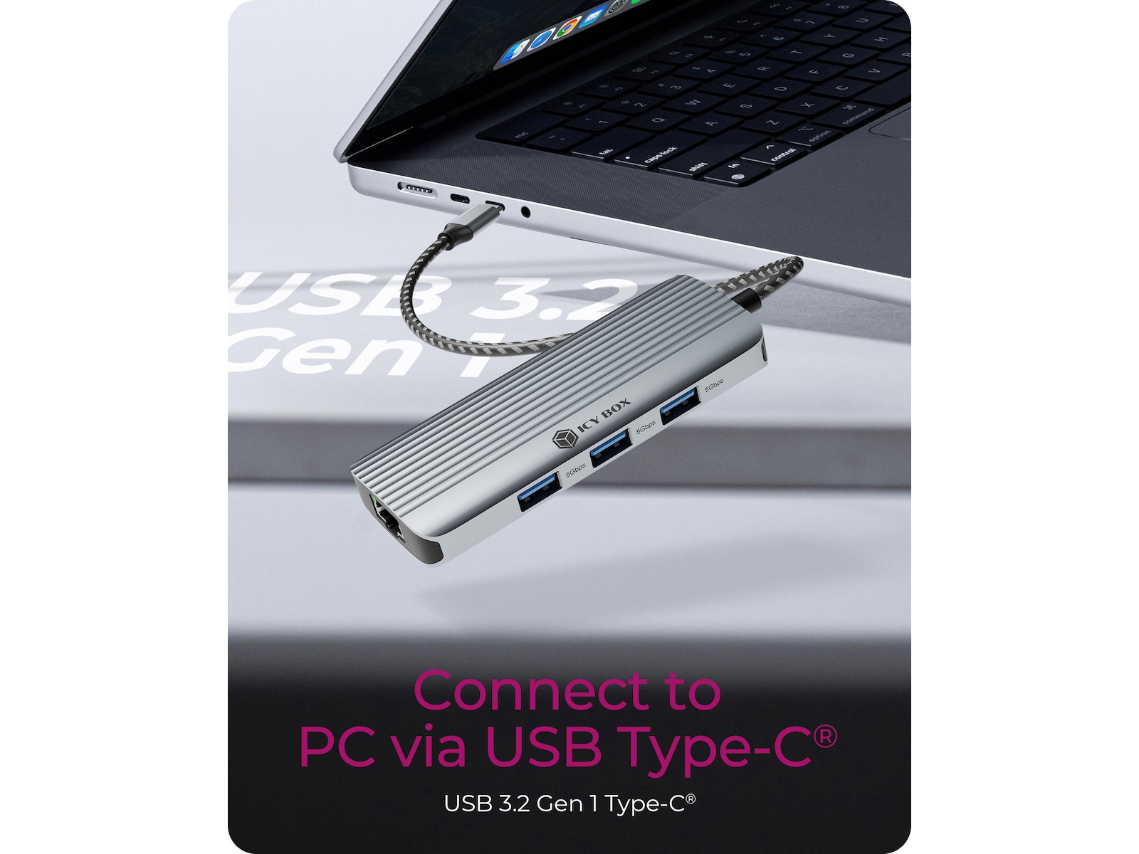 ICY BOX 6-i-1 Travel Docking Dockningsstation och USB-hub