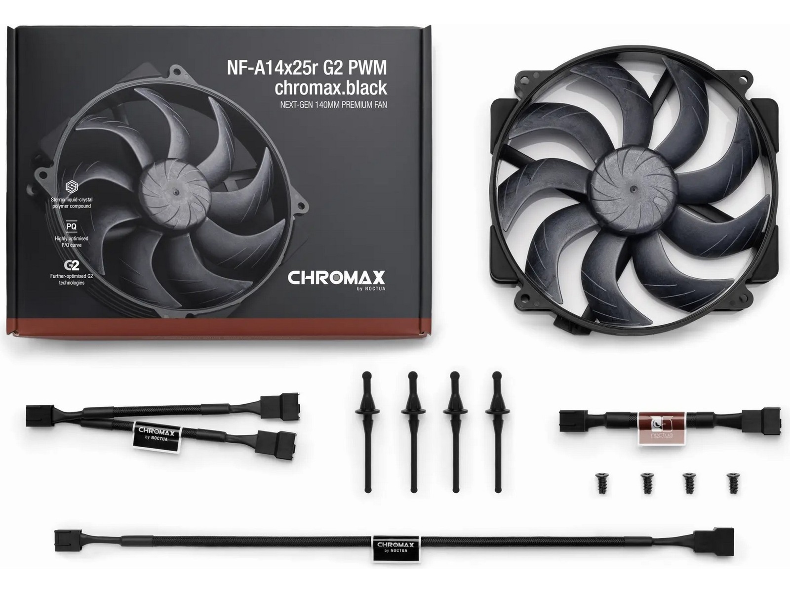 Noctua NF-A14x25r G2 PWM chromax.black Fläkt Fläkt