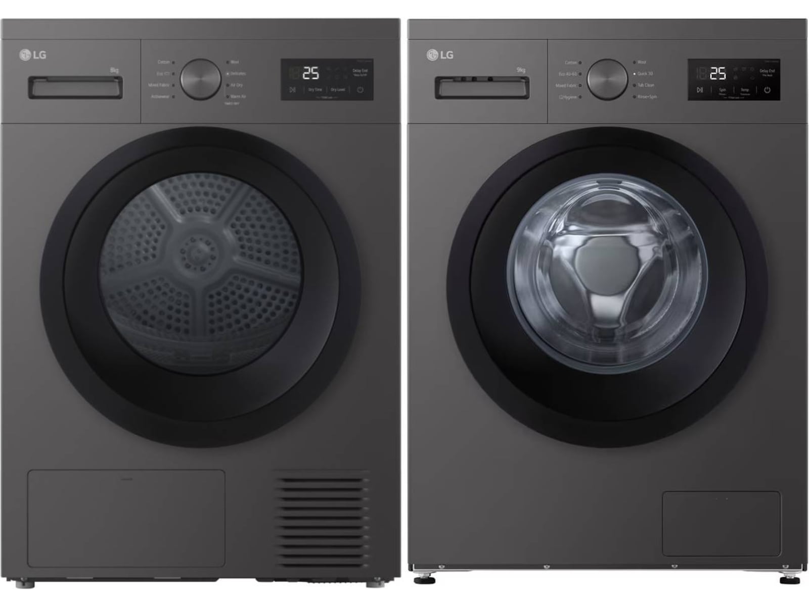 LG F4A1009NDK tvättmaskin (mörk silver) + torktumlare Tvättmaskin