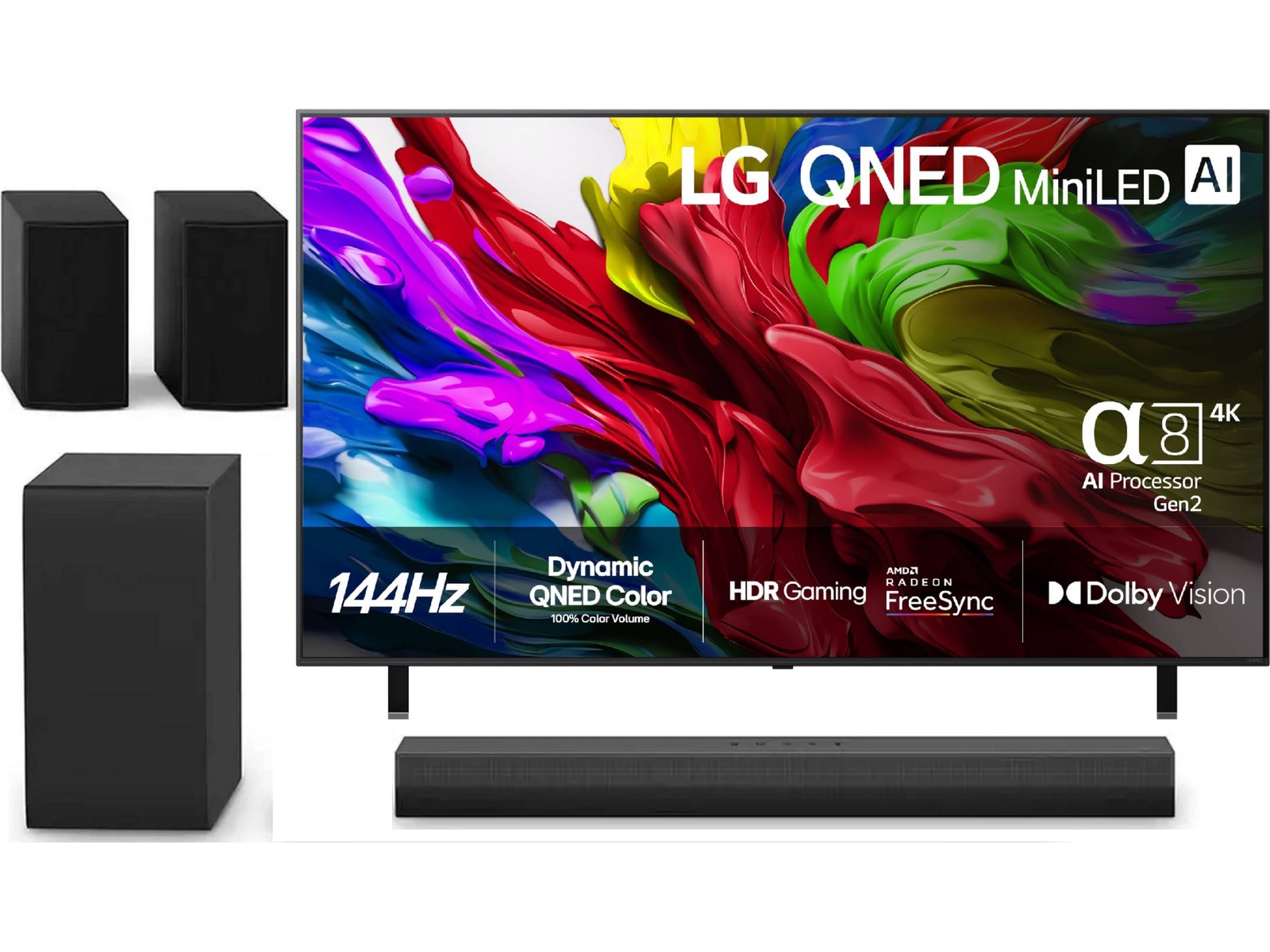 LG 86'' QNED85 evo AI MiniLED 4k smart-TV (2025) + soundbar 60 - 69 tums TV