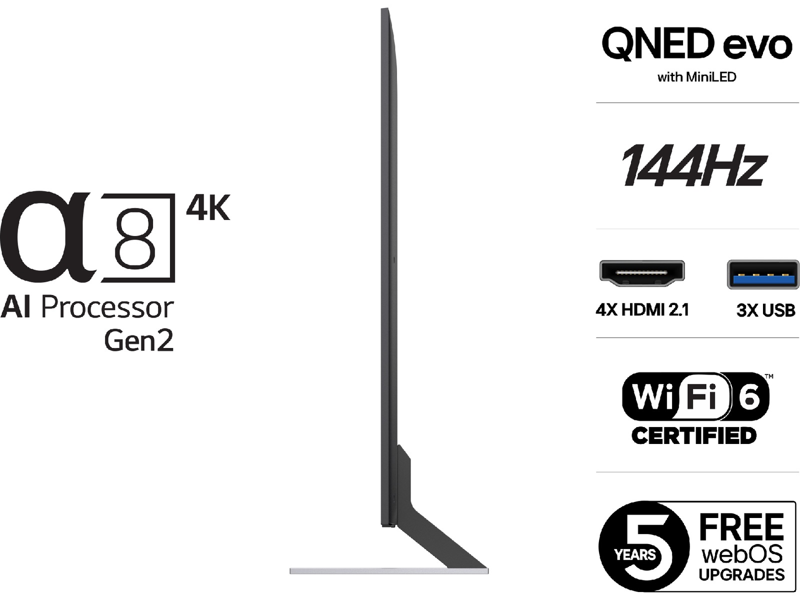 LG 86'' QNED85 evo AI MiniLED 4k smart-TV (2025) + soundbar 60 - 69 tums TV